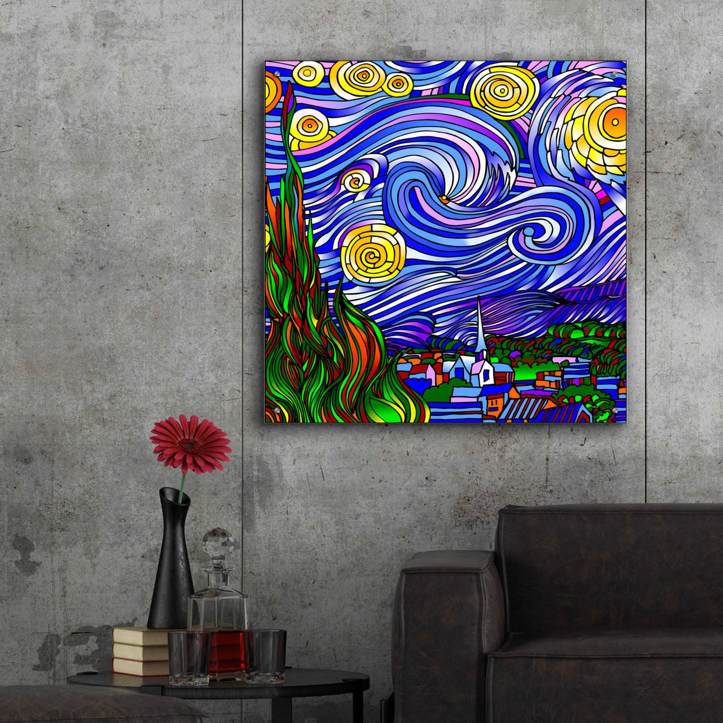 Epic Art 'Starry Night 1' by Howie Green, Acrylic Glass Wall Art,36x36