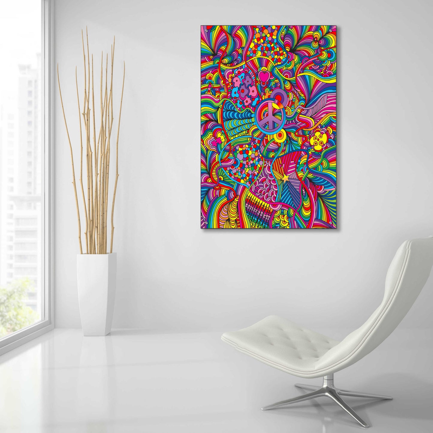 Epic Art 'Peace Sign Lines' by Howie Green, Acrylic Glass Wall Art,24x36