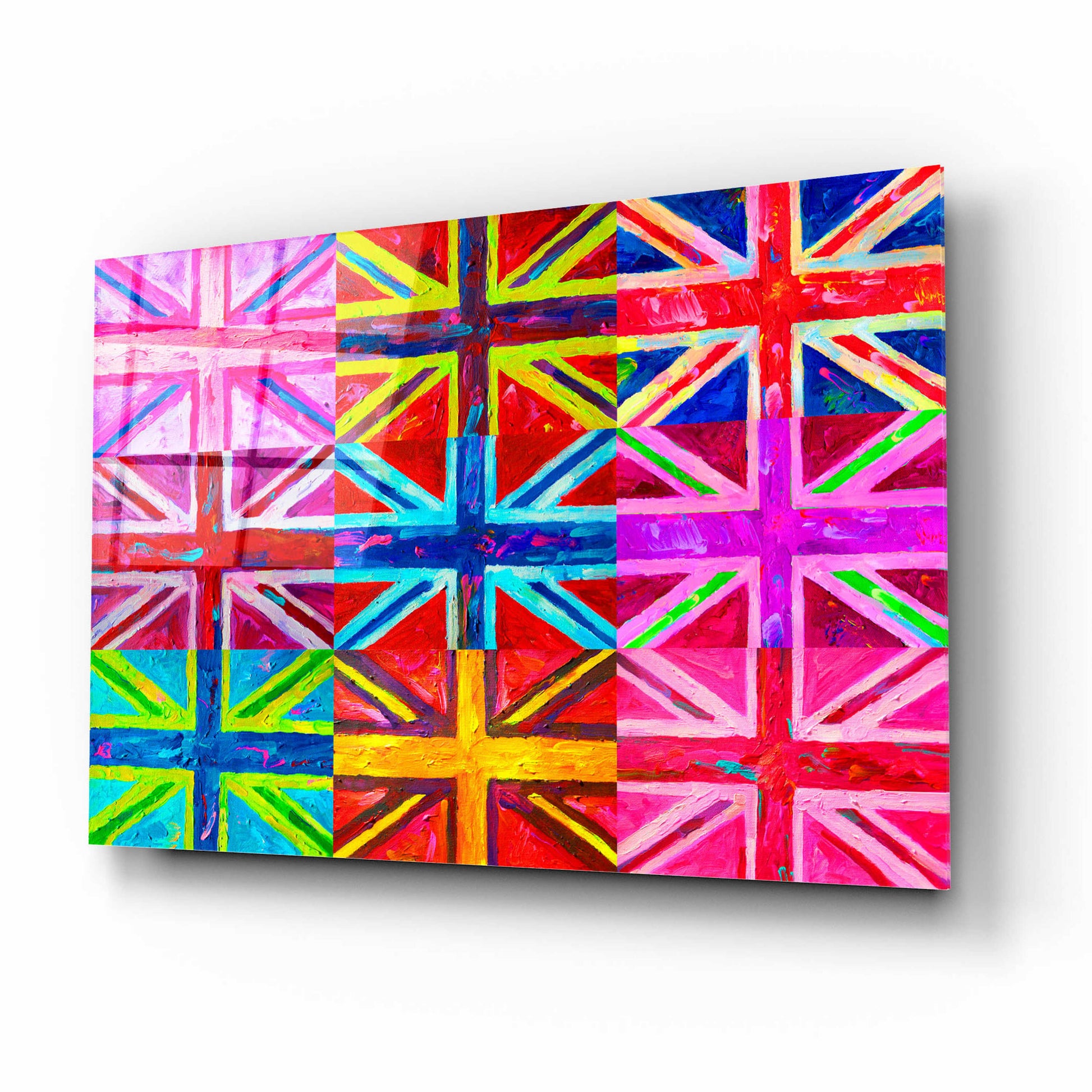 Epic Art 'Union Jacks' by Howie Green, Acrylic Glass Wall Art,16x12