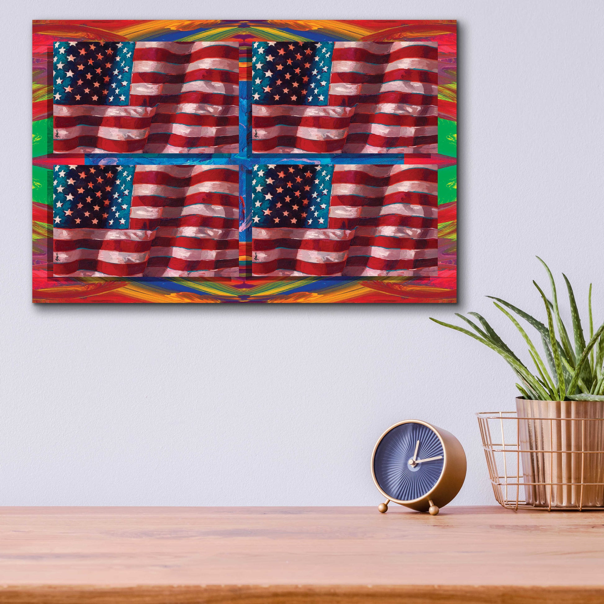 Epic Art 'US Flags' by Howie Green, Acrylic Glass Wall Art,16x12