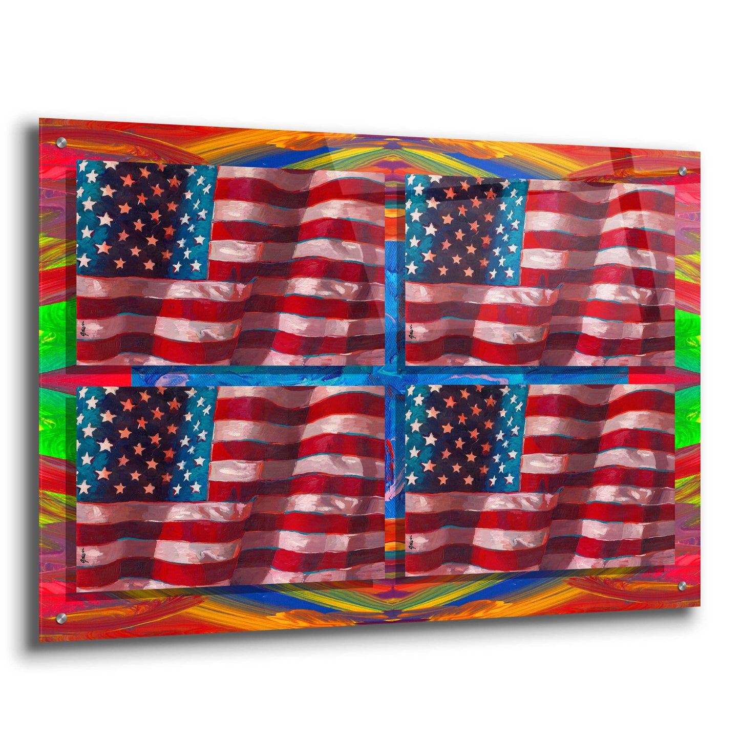 Epic Art 'US Flags' by Howie Green, Acrylic Glass Wall Art,36x24