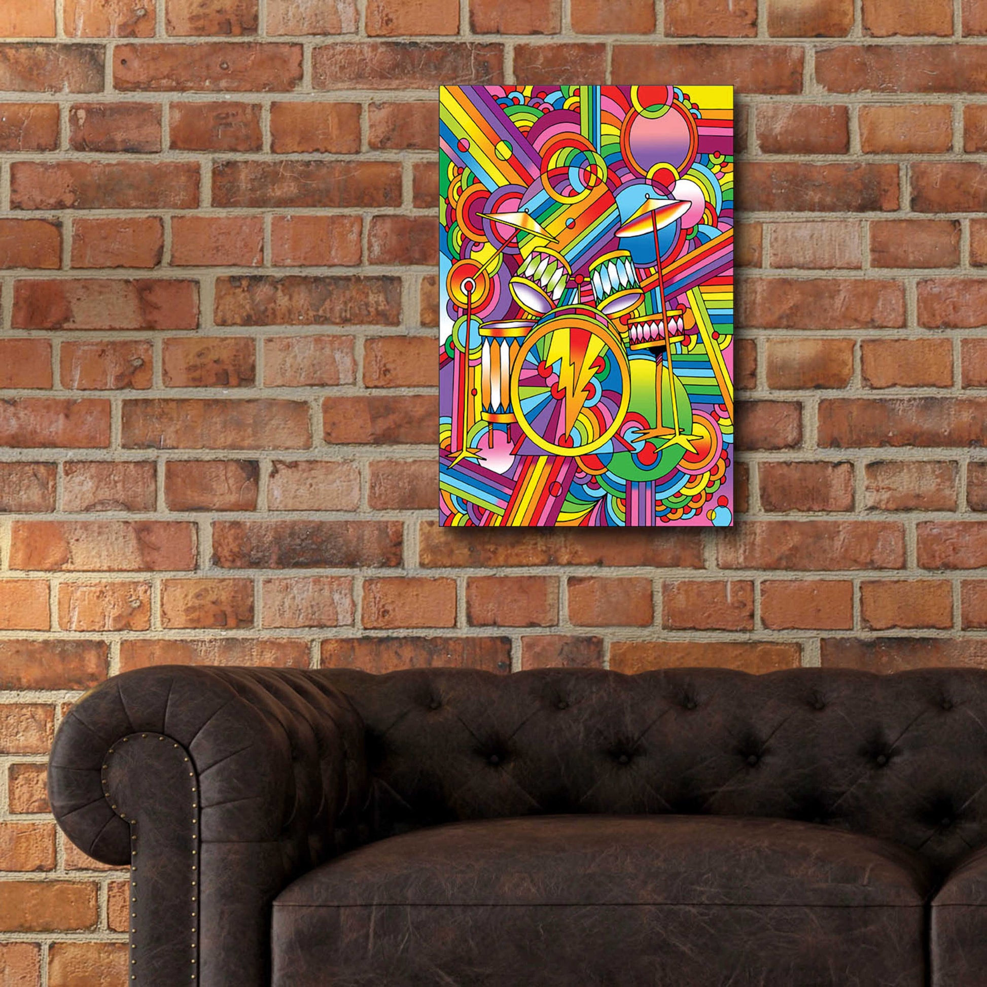 Epic Art 'Pop Art Drums' by Howie Green, Acrylic Glass Wall Art,16x24