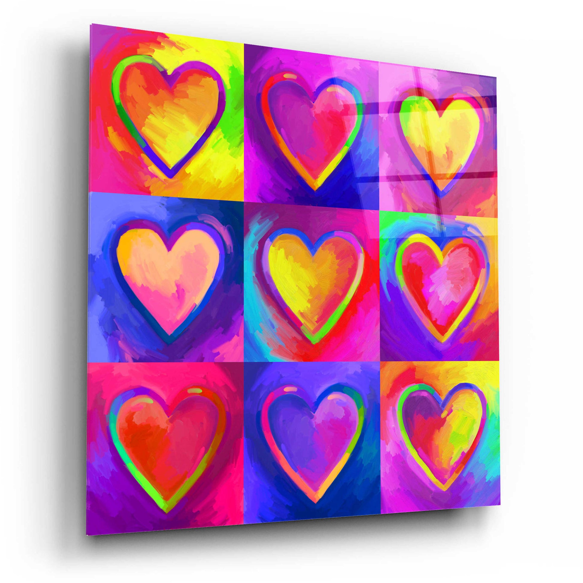 Epic Art 'Pop Art Heart 2' by Howie Green, Acrylic Glass Wall Art,12x12