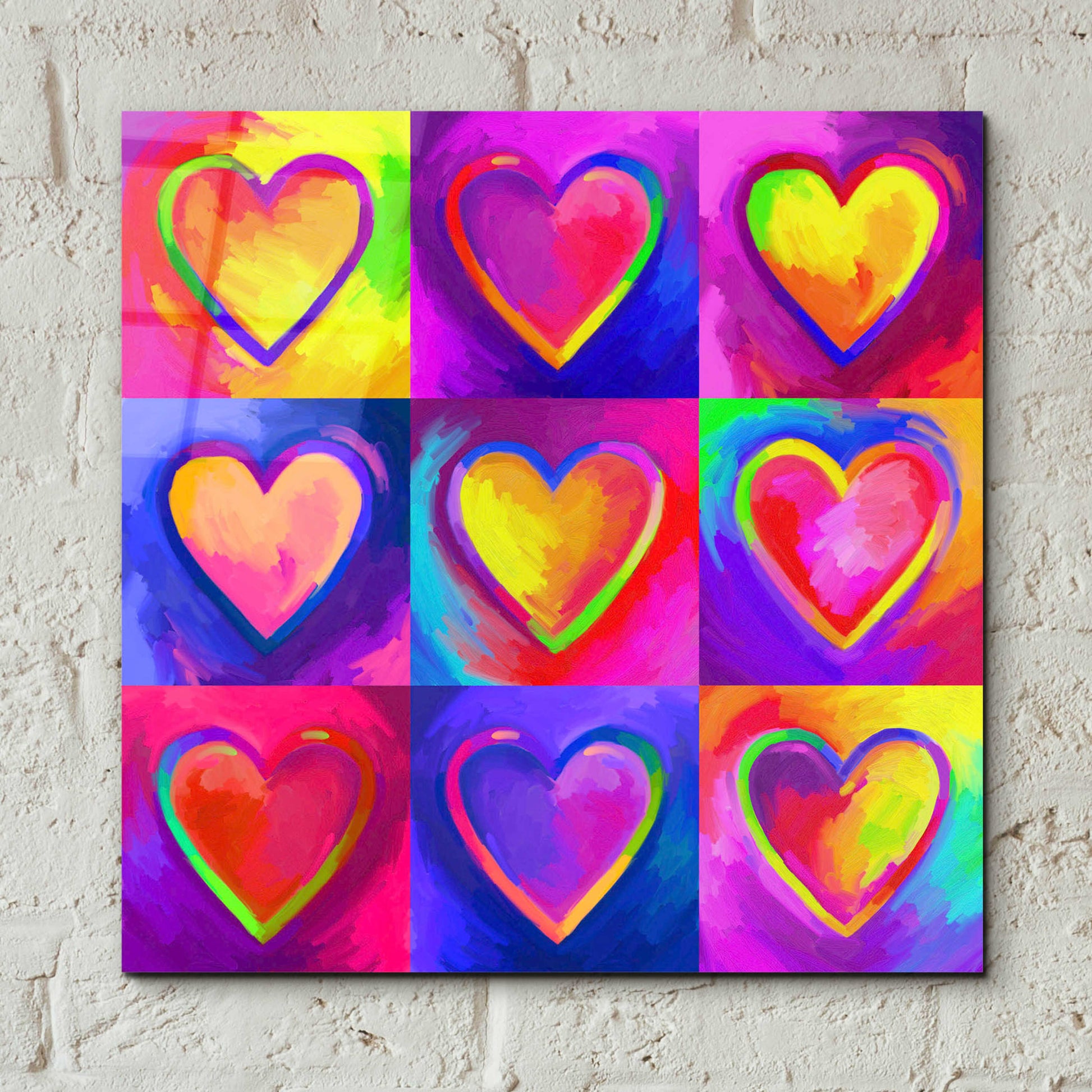 Epic Art 'Pop Art Heart 2' by Howie Green, Acrylic Glass Wall Art,12x12