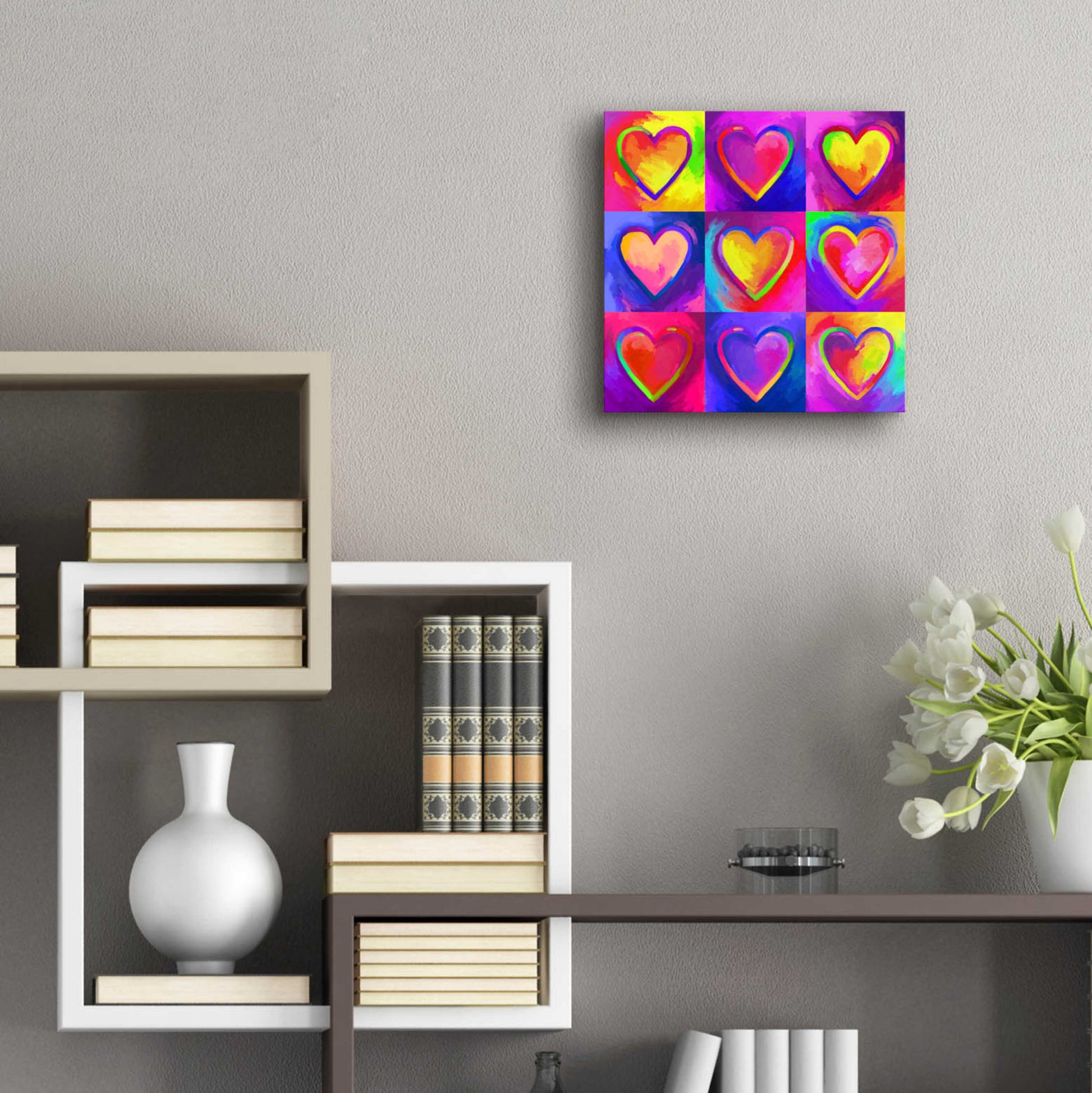 Epic Art 'Pop Art Heart 2' by Howie Green, Acrylic Glass Wall Art,12x12