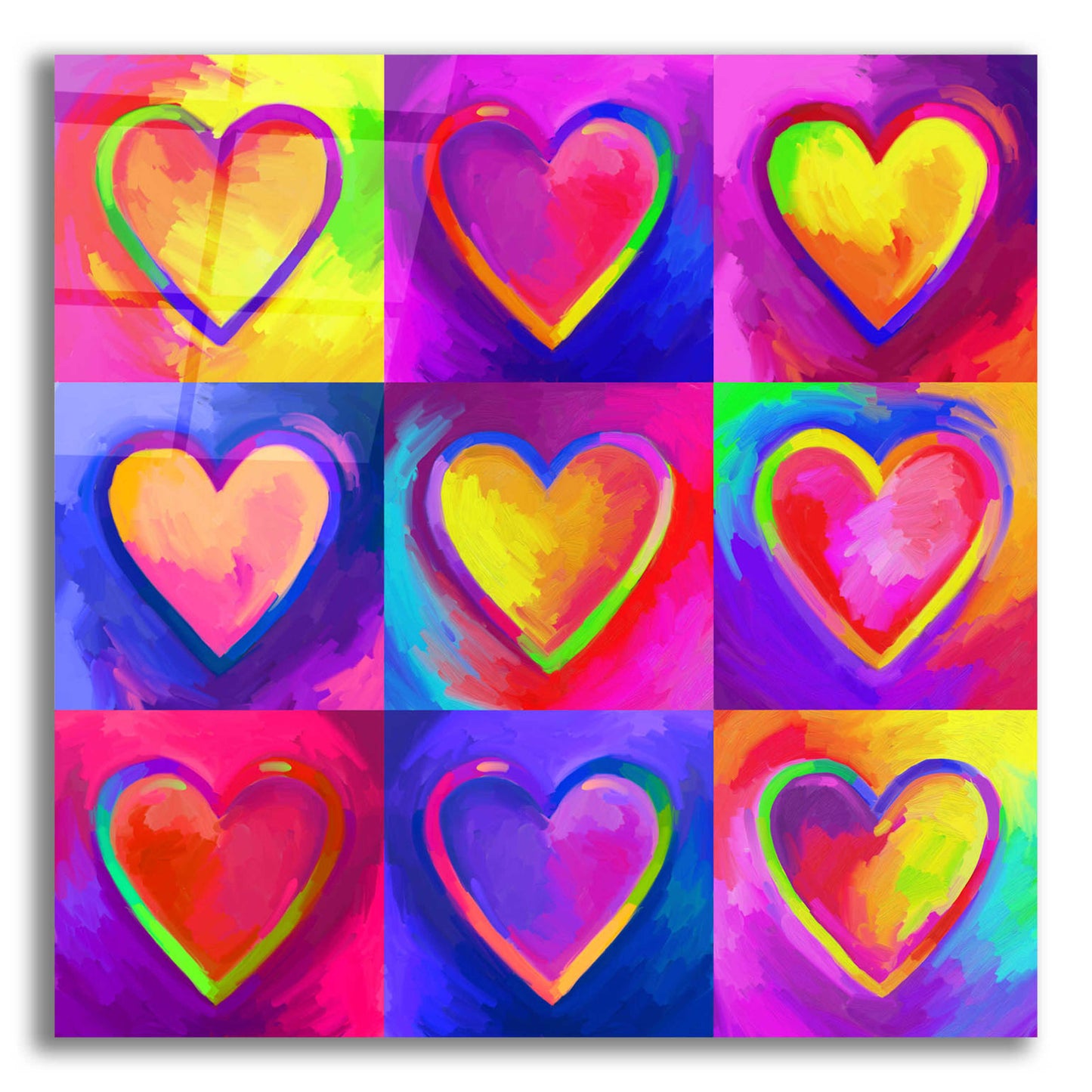 Epic Art 'Pop Art Heart 2' by Howie Green, Acrylic Glass Wall Art,12x12