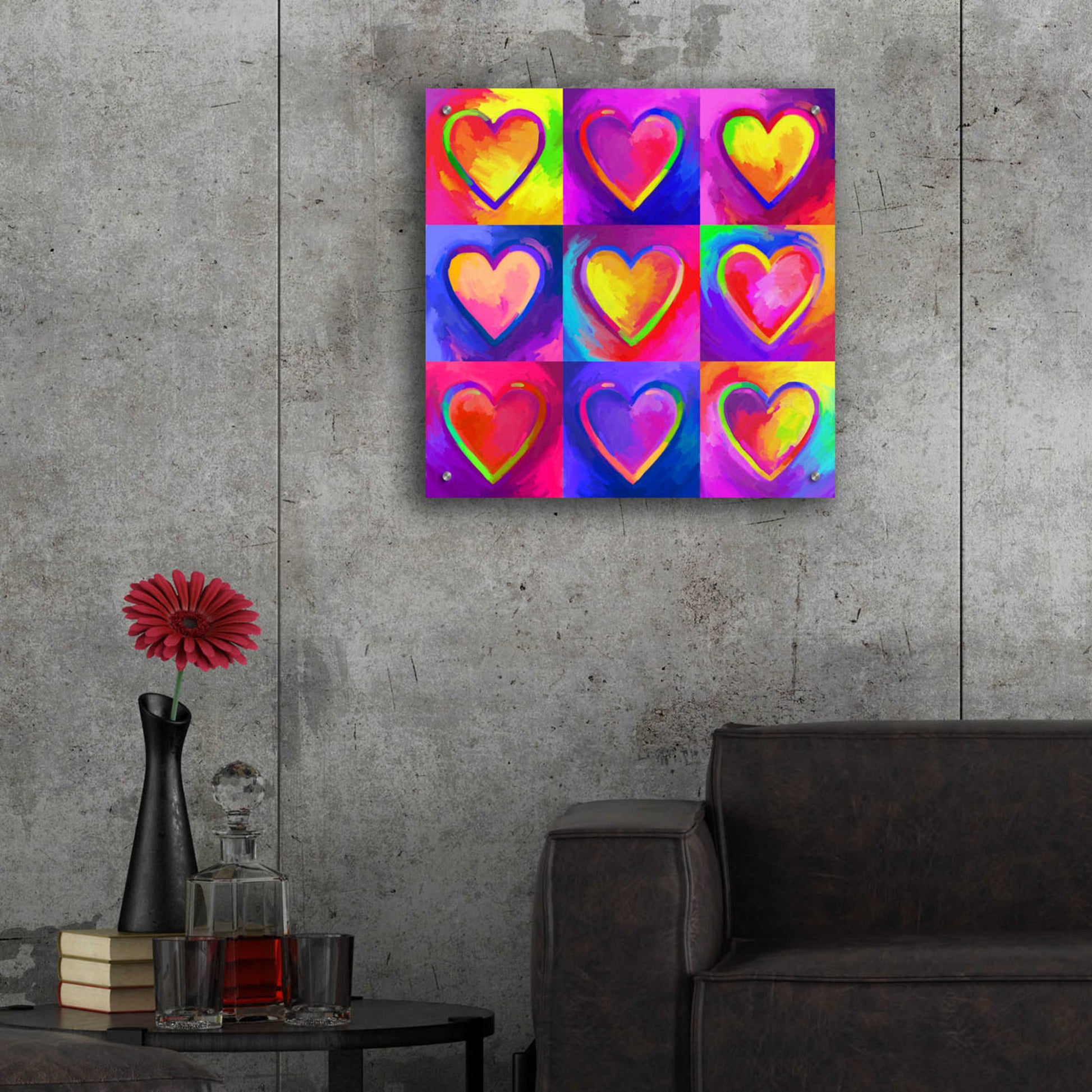 Epic Art 'Pop Art Heart 2' by Howie Green, Acrylic Glass Wall Art,24x24