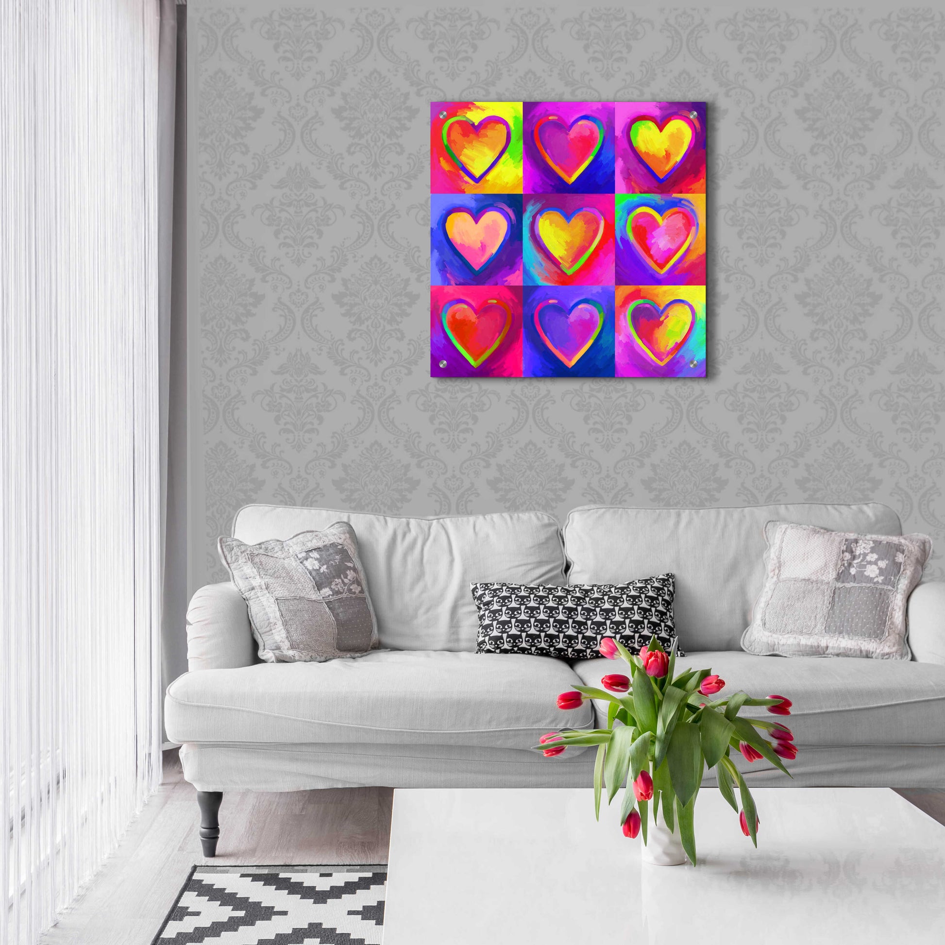 Epic Art 'Pop Art Heart 2' by Howie Green, Acrylic Glass Wall Art,24x24