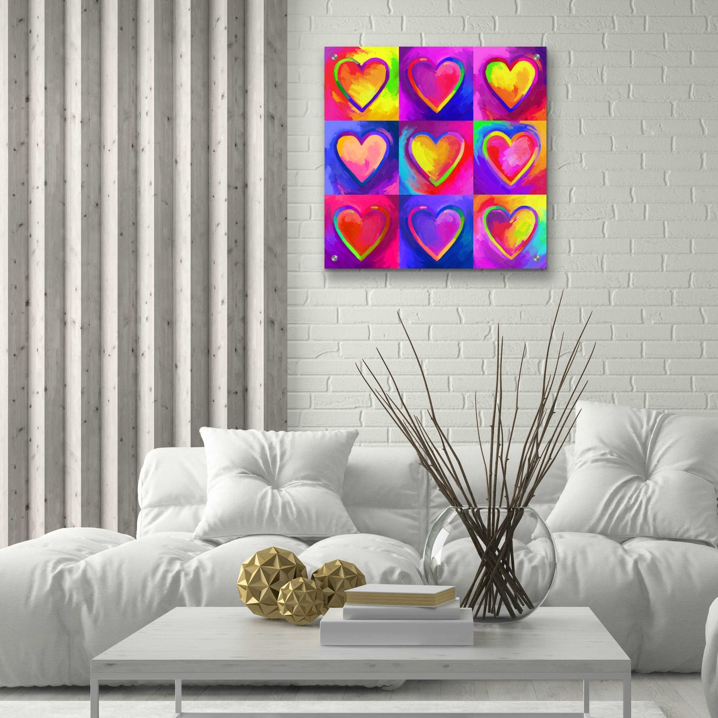 Epic Art 'Pop Art Heart 2' by Howie Green, Acrylic Glass Wall Art,24x24