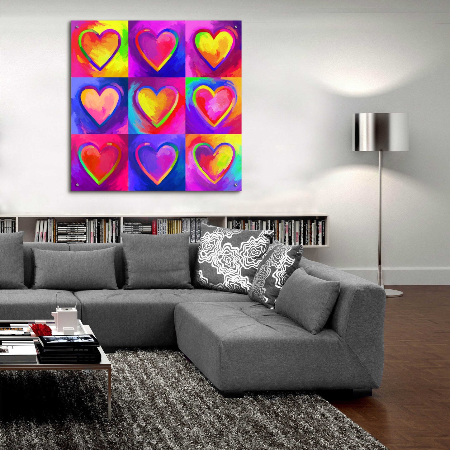 Epic Art 'Pop Art Heart 2' by Howie Green, Acrylic Glass Wall Art,36x36