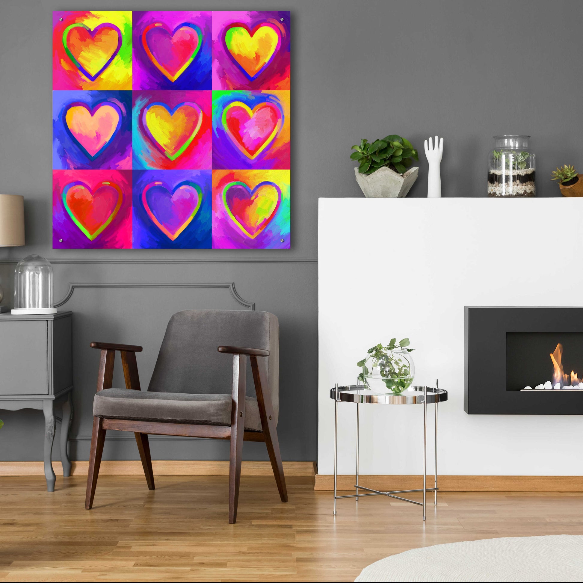 Epic Art 'Pop Art Heart 2' by Howie Green, Acrylic Glass Wall Art,36x36