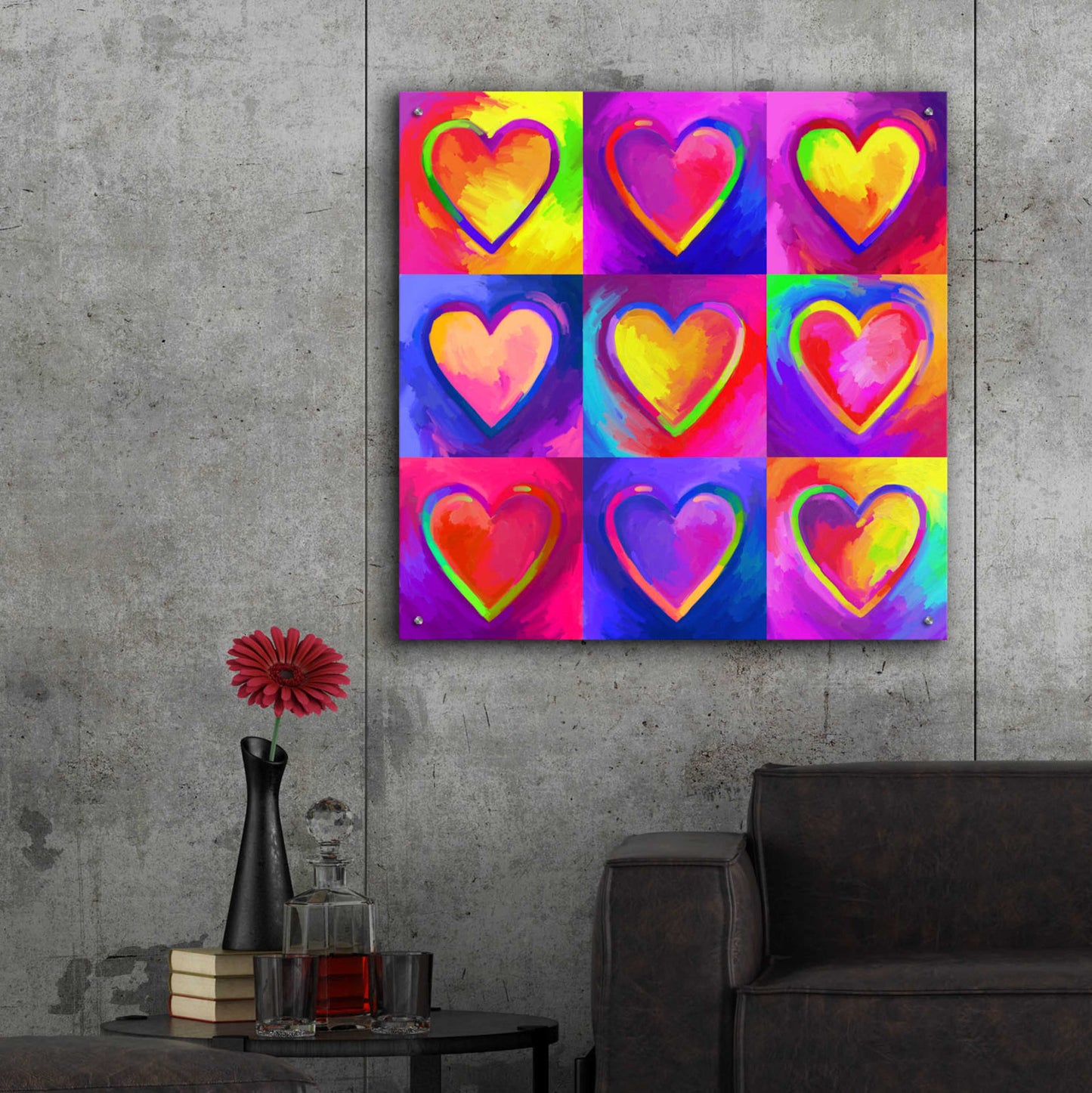 Epic Art 'Pop Art Heart 2' by Howie Green, Acrylic Glass Wall Art,36x36