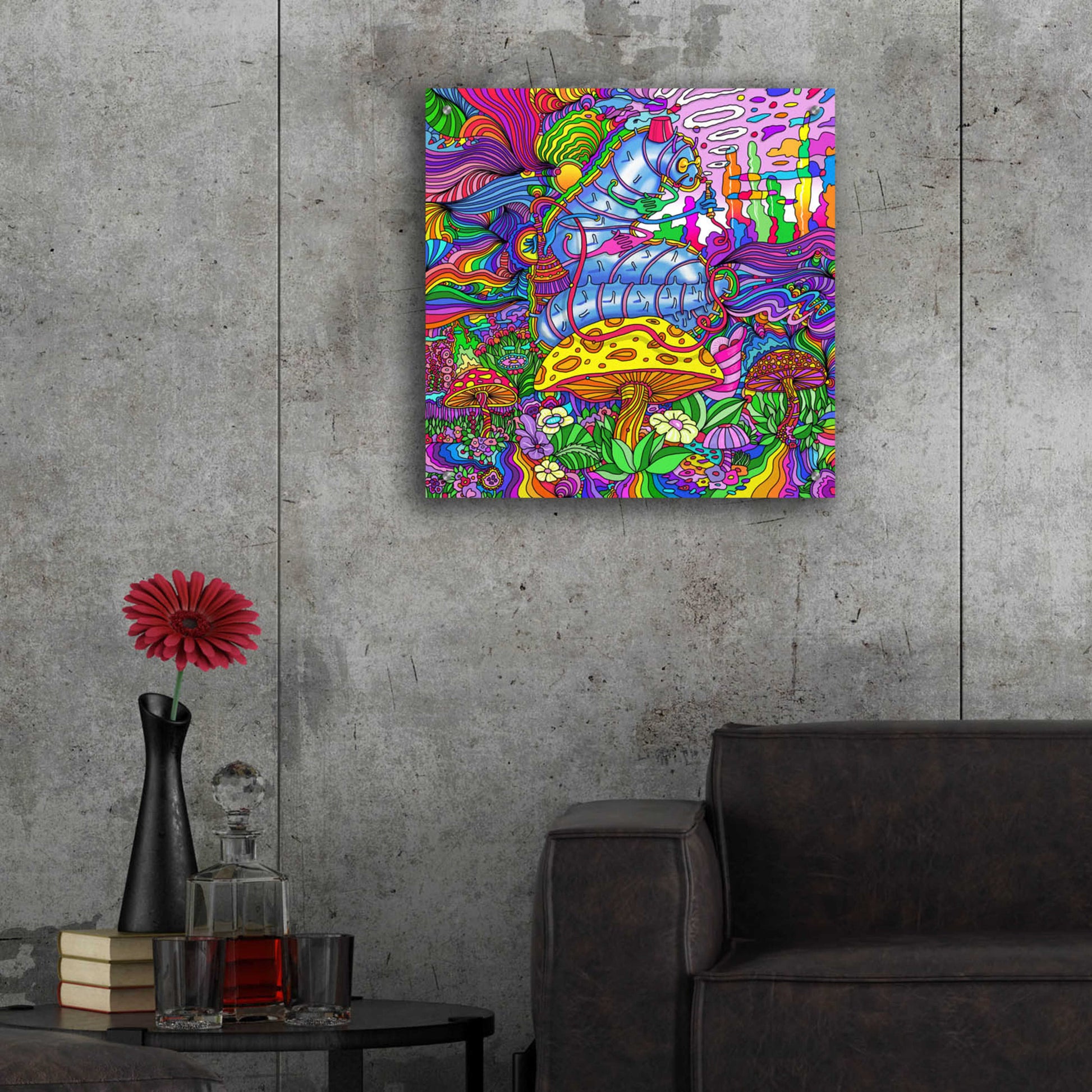 Epic Art 'Pop Art Caterpillar' by Howie Green, Acrylic Glass Wall Art,24x24