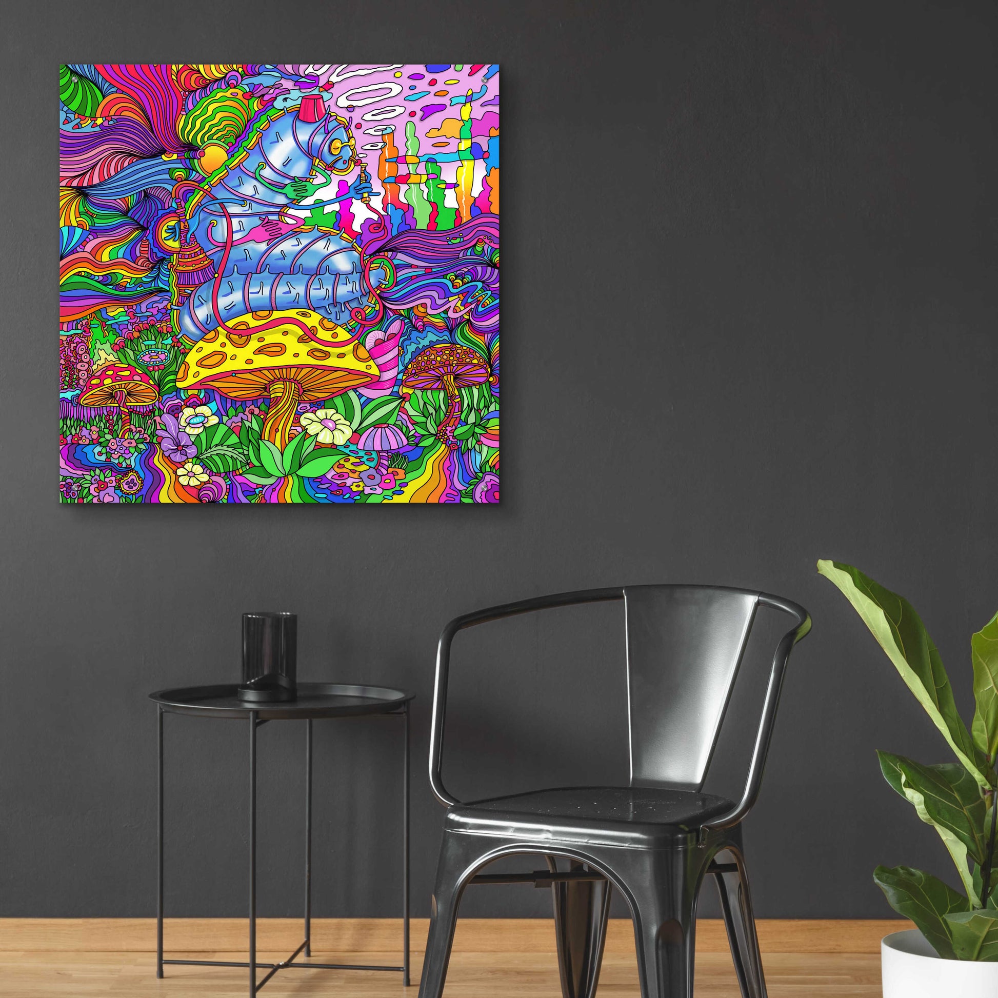 Epic Art 'Pop Art Caterpillar' by Howie Green, Acrylic Glass Wall Art,36x36