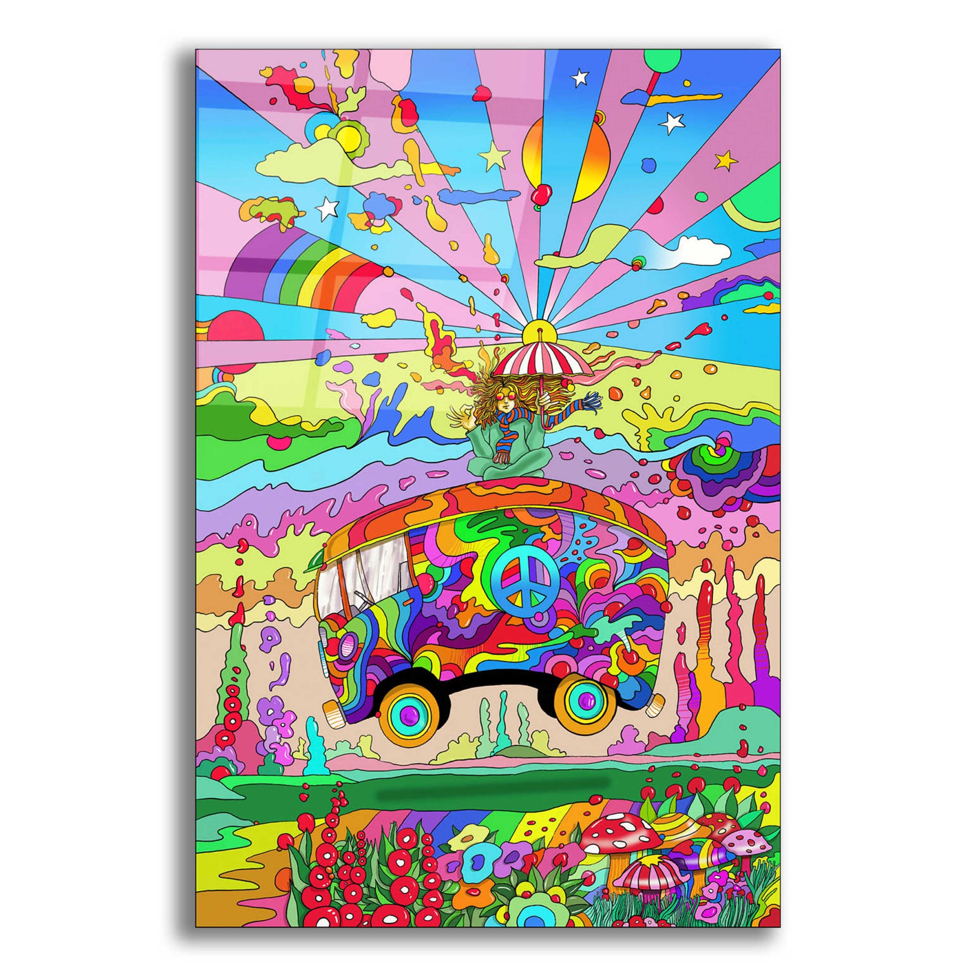 Epic Art 'Magic Bus' by Howie Green, Acrylic Glass Wall Art,12x16