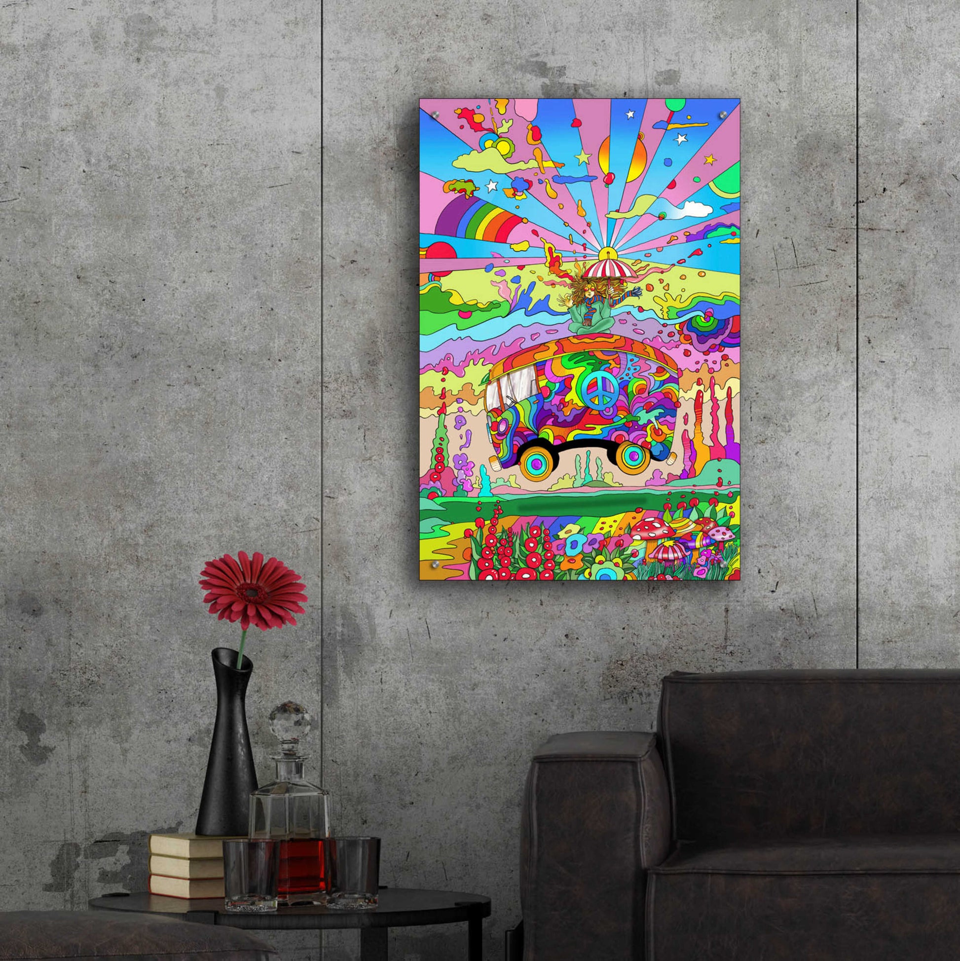 Epic Art 'Magic Bus' by Howie Green, Acrylic Glass Wall Art,24x36