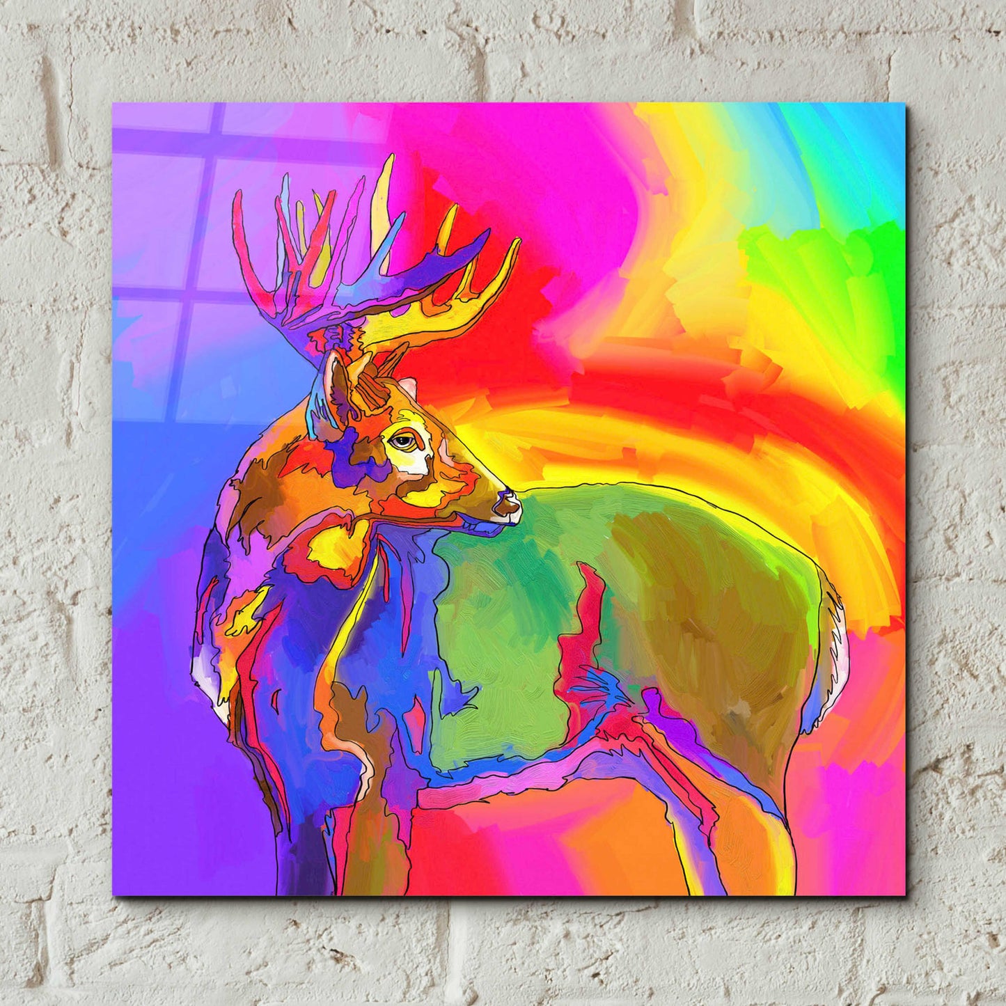 Epic Art 'Pop Art Deer 1' by Howie Green, Acrylic Glass Wall Art,12x12