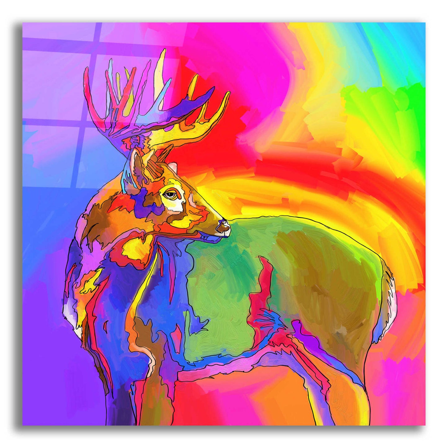 Epic Art 'Pop Art Deer 1' by Howie Green, Acrylic Glass Wall Art,12x12