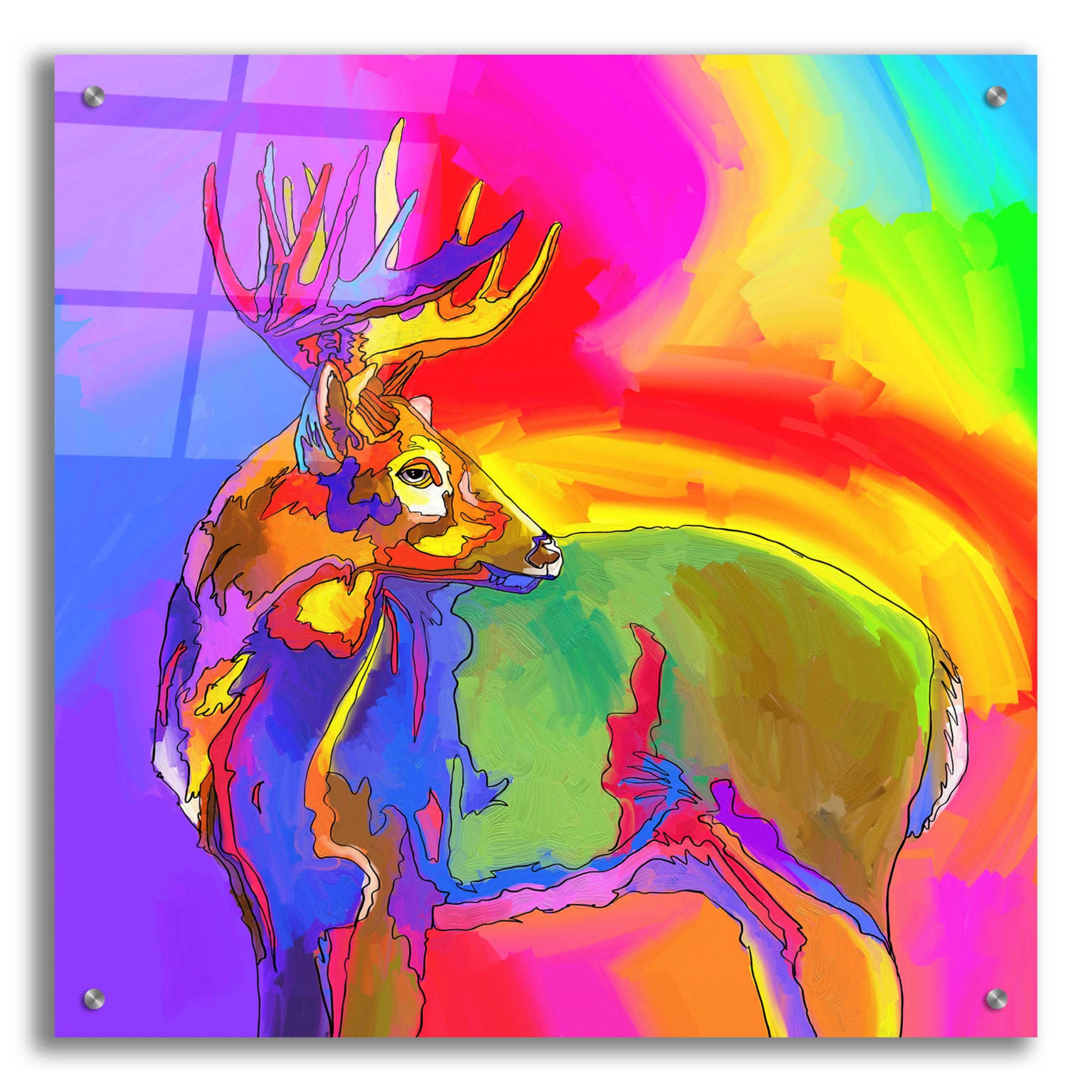 Epic Art 'Pop Art Deer 1' by Howie Green, Acrylic Glass Wall Art,24x24