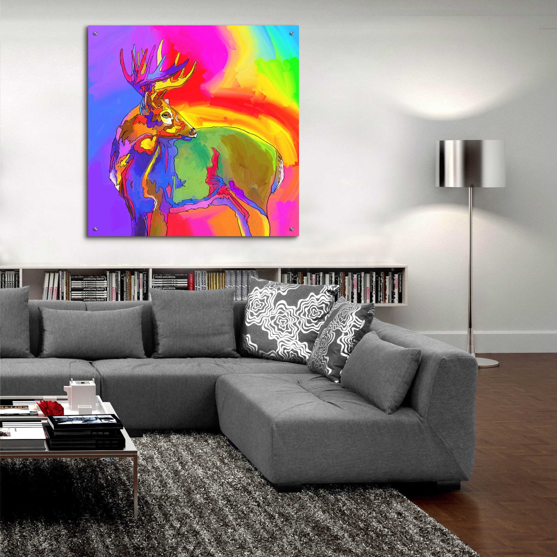 Epic Art 'Pop Art Deer 1' by Howie Green, Acrylic Glass Wall Art,36x36