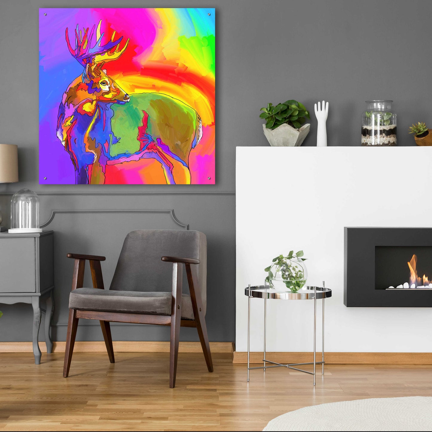 Epic Art 'Pop Art Deer 1' by Howie Green, Acrylic Glass Wall Art,36x36