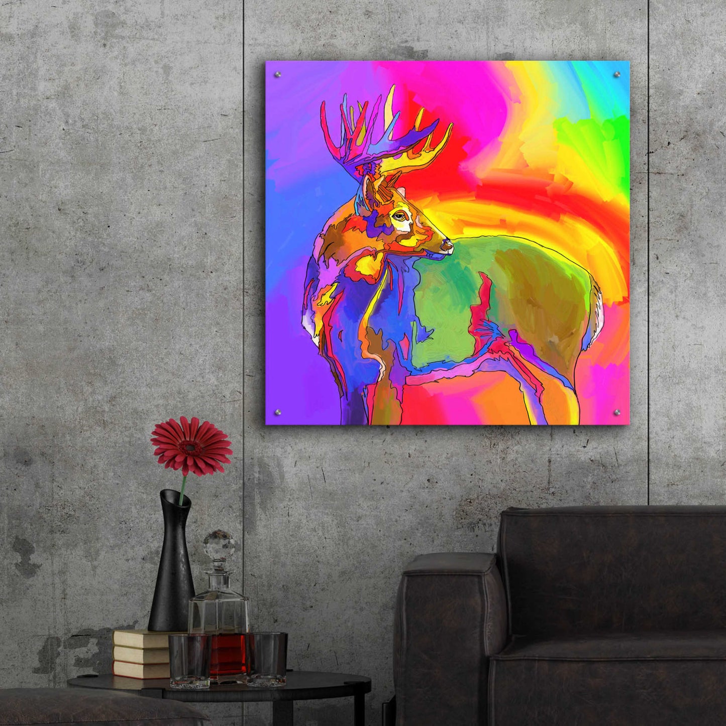 Epic Art 'Pop Art Deer 1' by Howie Green, Acrylic Glass Wall Art,36x36