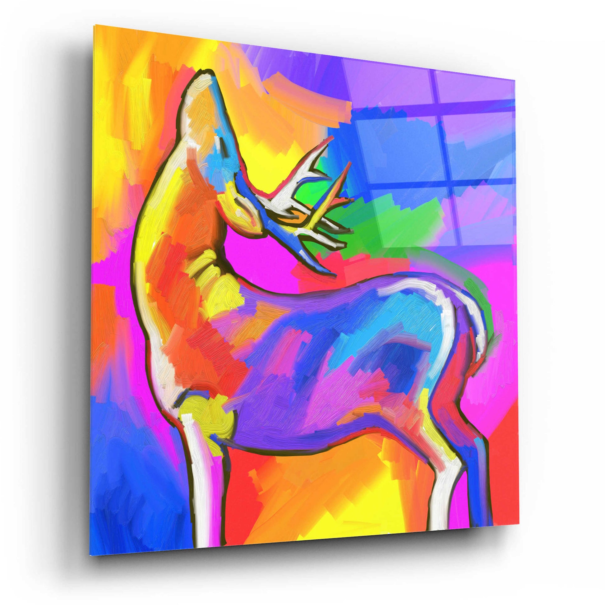 Epic Art 'Pop Art Deer 2' by Howie Green, Acrylic Glass Wall Art,12x12