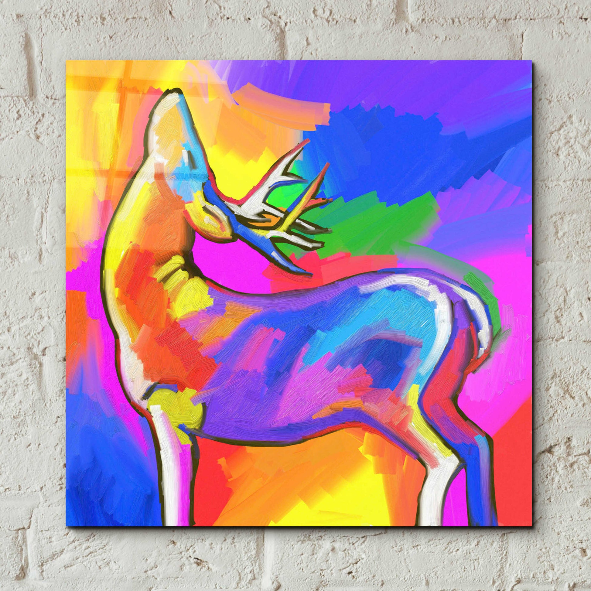 Epic Art 'Pop Art Deer 2' by Howie Green, Acrylic Glass Wall Art,12x12