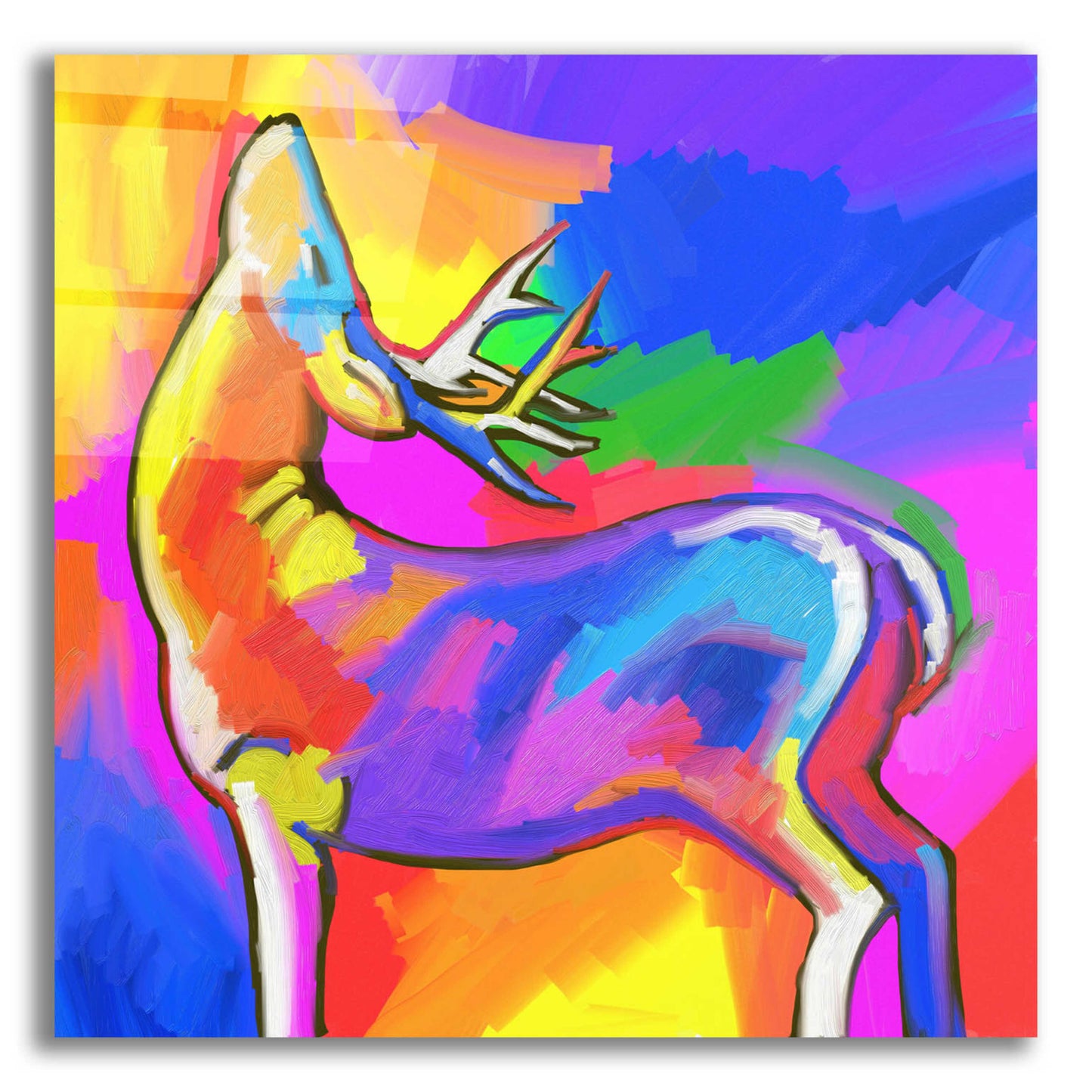 Epic Art 'Pop Art Deer 2' by Howie Green, Acrylic Glass Wall Art,12x12