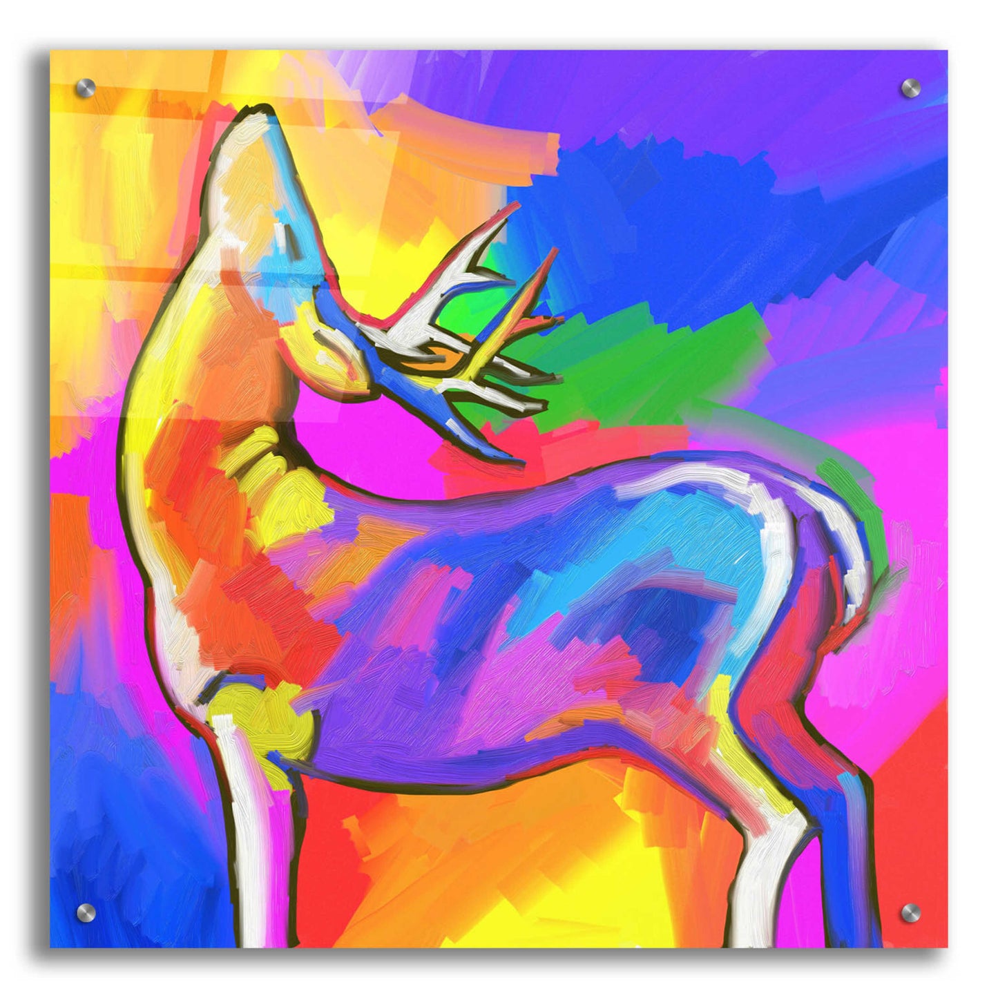 Epic Art 'Pop Art Deer 2' by Howie Green, Acrylic Glass Wall Art,24x24