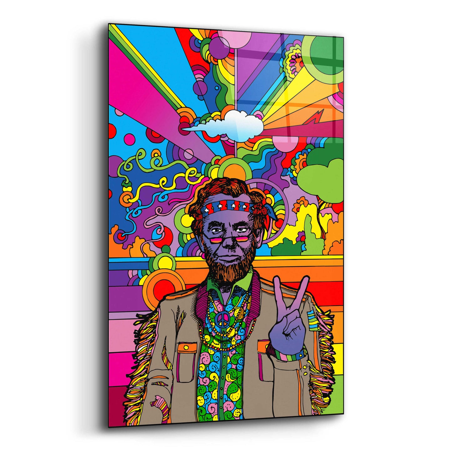 Epic Art 'Psychedelic Abe' by Howie Green, Acrylic Glass Wall Art,12x16