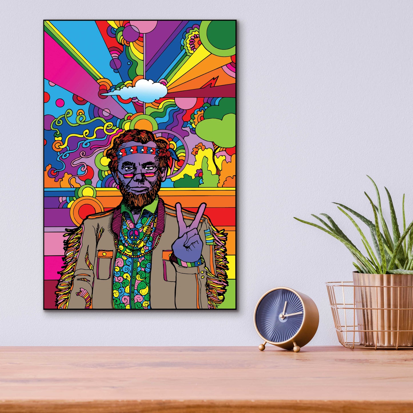 Epic Art 'Psychedelic Abe' by Howie Green, Acrylic Glass Wall Art,12x16