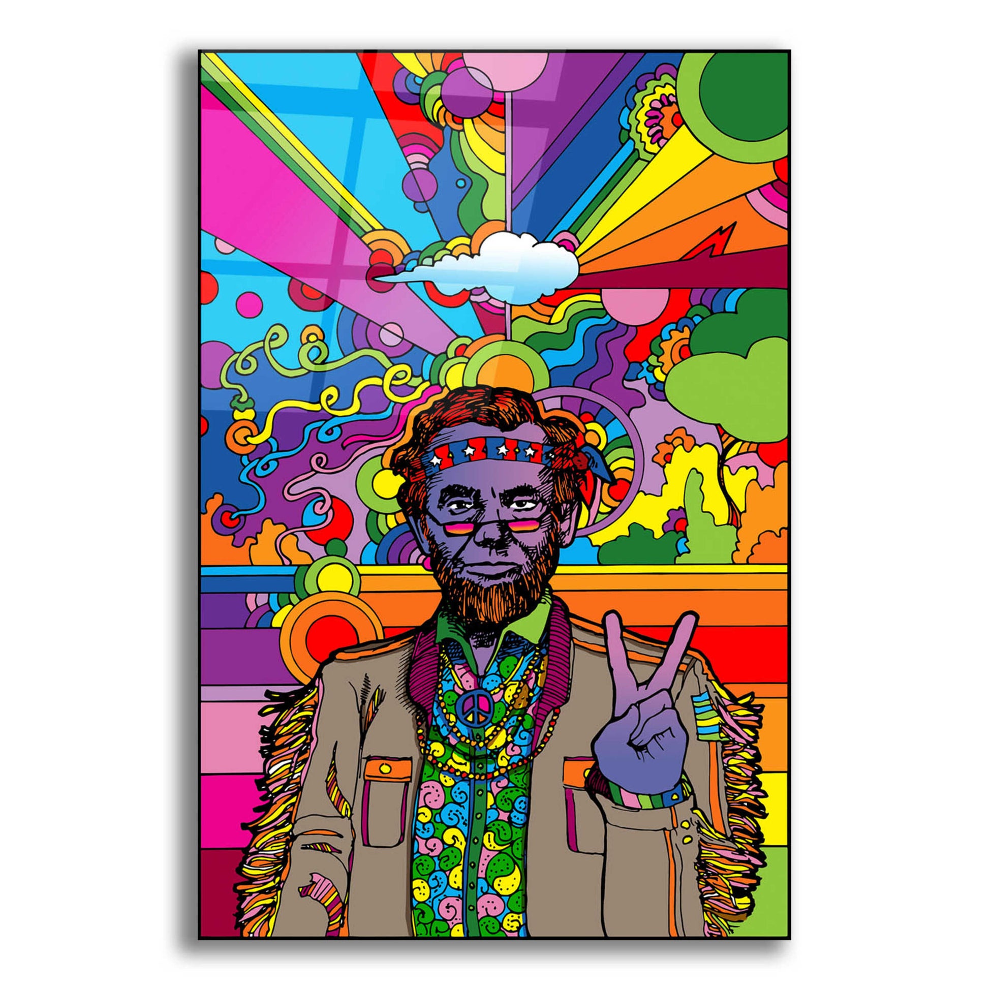 Epic Art 'Psychedelic Abe' by Howie Green, Acrylic Glass Wall Art,12x16