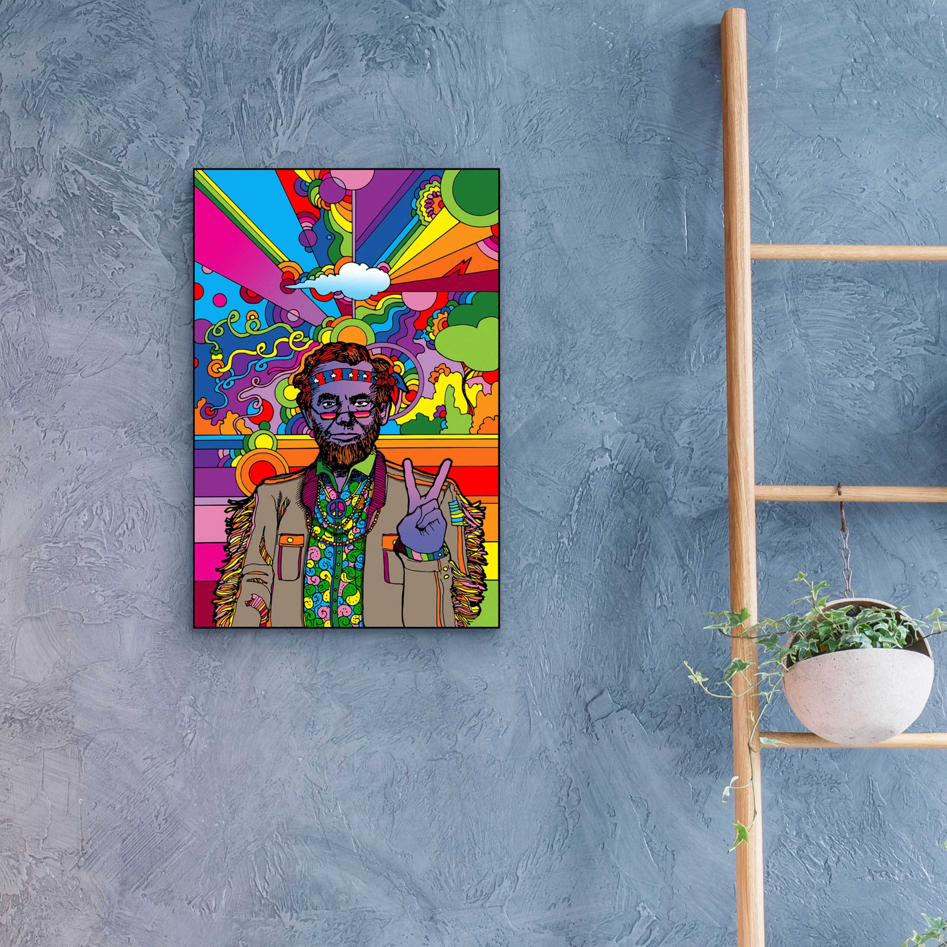 Epic Art 'Psychedelic Abe' by Howie Green, Acrylic Glass Wall Art,16x24