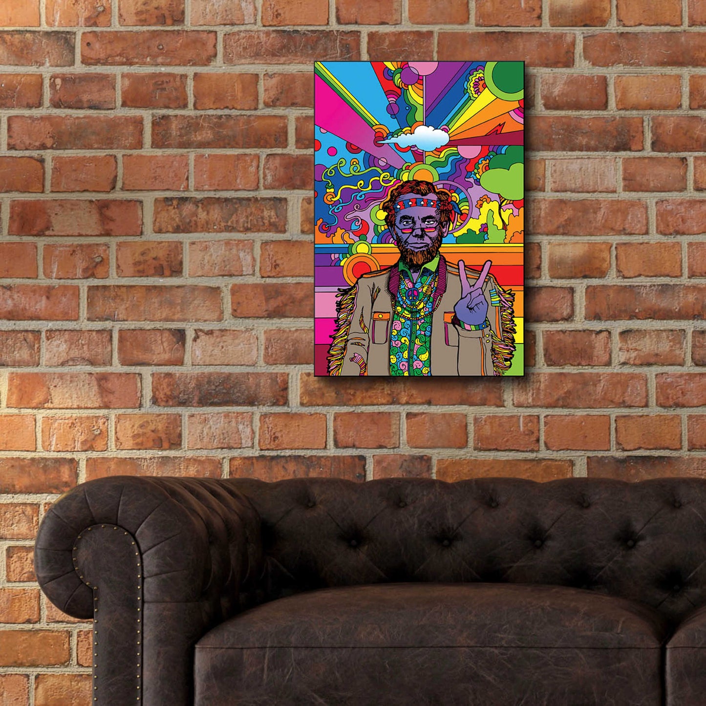 Epic Art 'Psychedelic Abe' by Howie Green, Acrylic Glass Wall Art,16x24