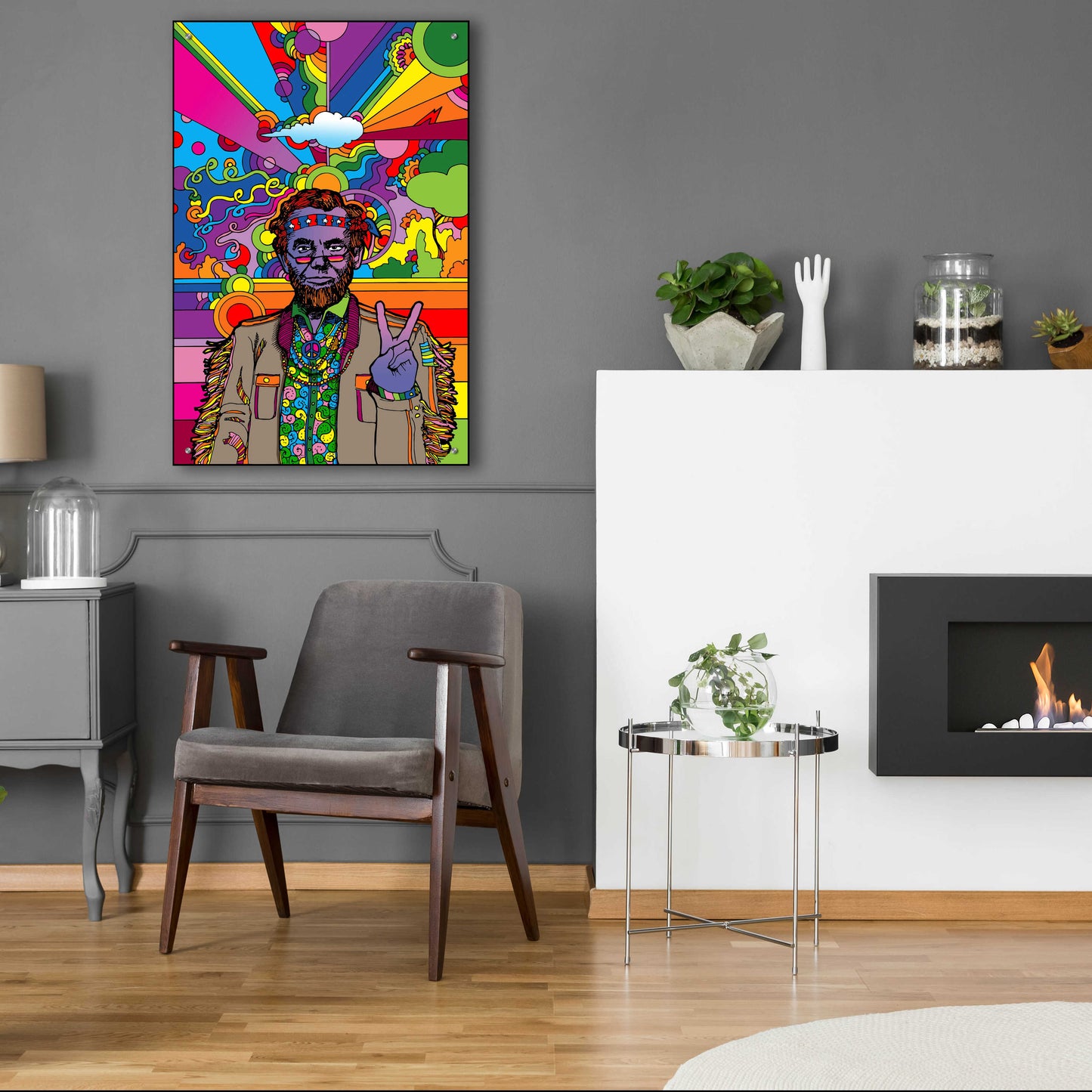 Epic Art 'Psychedelic Abe' by Howie Green, Acrylic Glass Wall Art,24x36