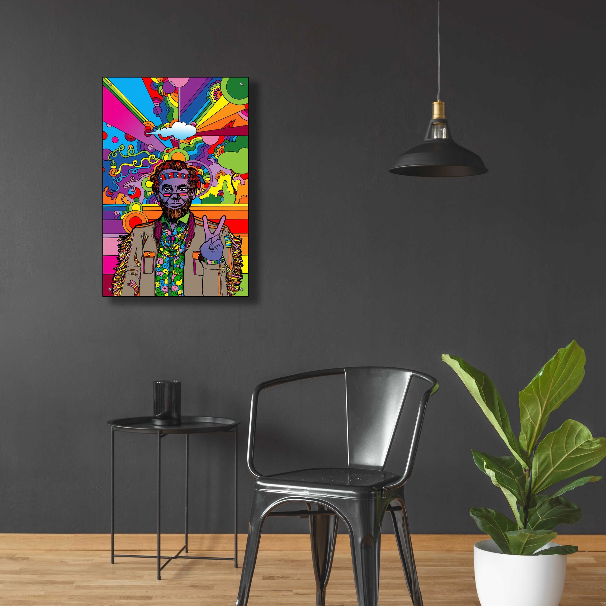 Epic Art 'Psychedelic Abe' by Howie Green, Acrylic Glass Wall Art,24x36