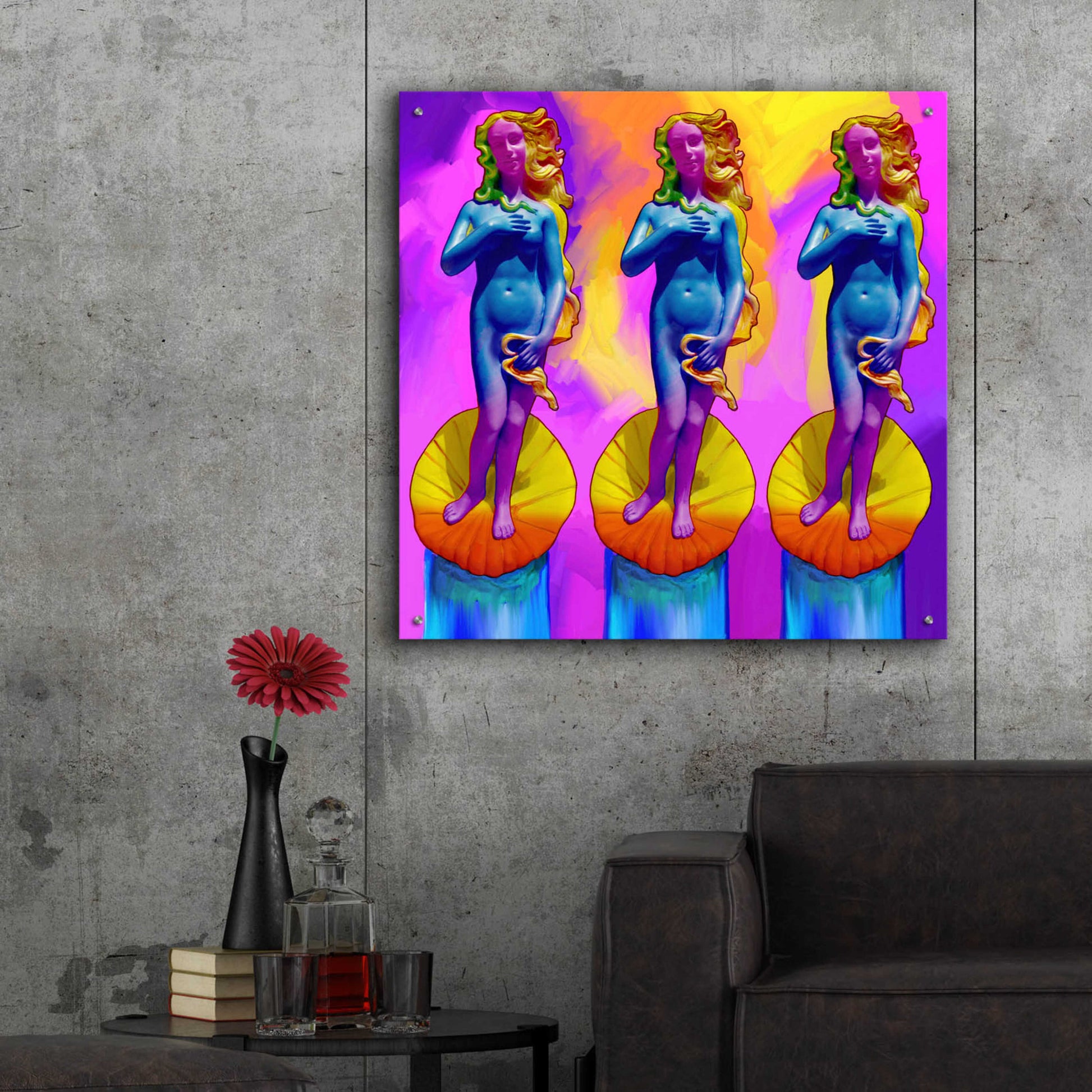 Epic Art 'Pop Art Boticelli Venus' by Howie Green, Acrylic Glass Wall Art,36x36