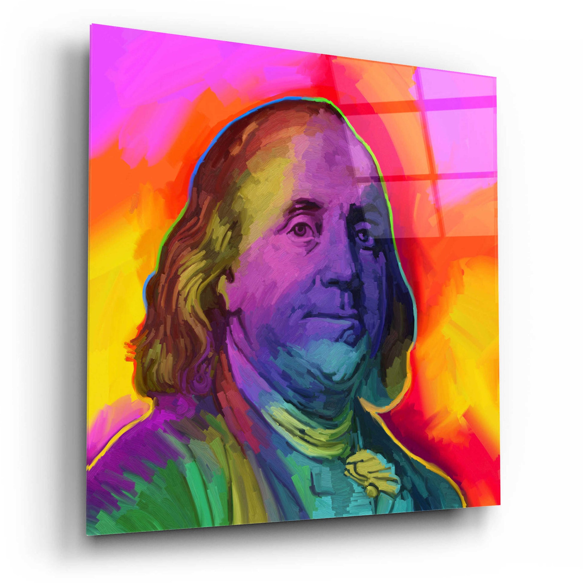 Epic Art 'Ben Franklin Pop Art' by Howie Green, Acrylic Glass Wall Art,12x12