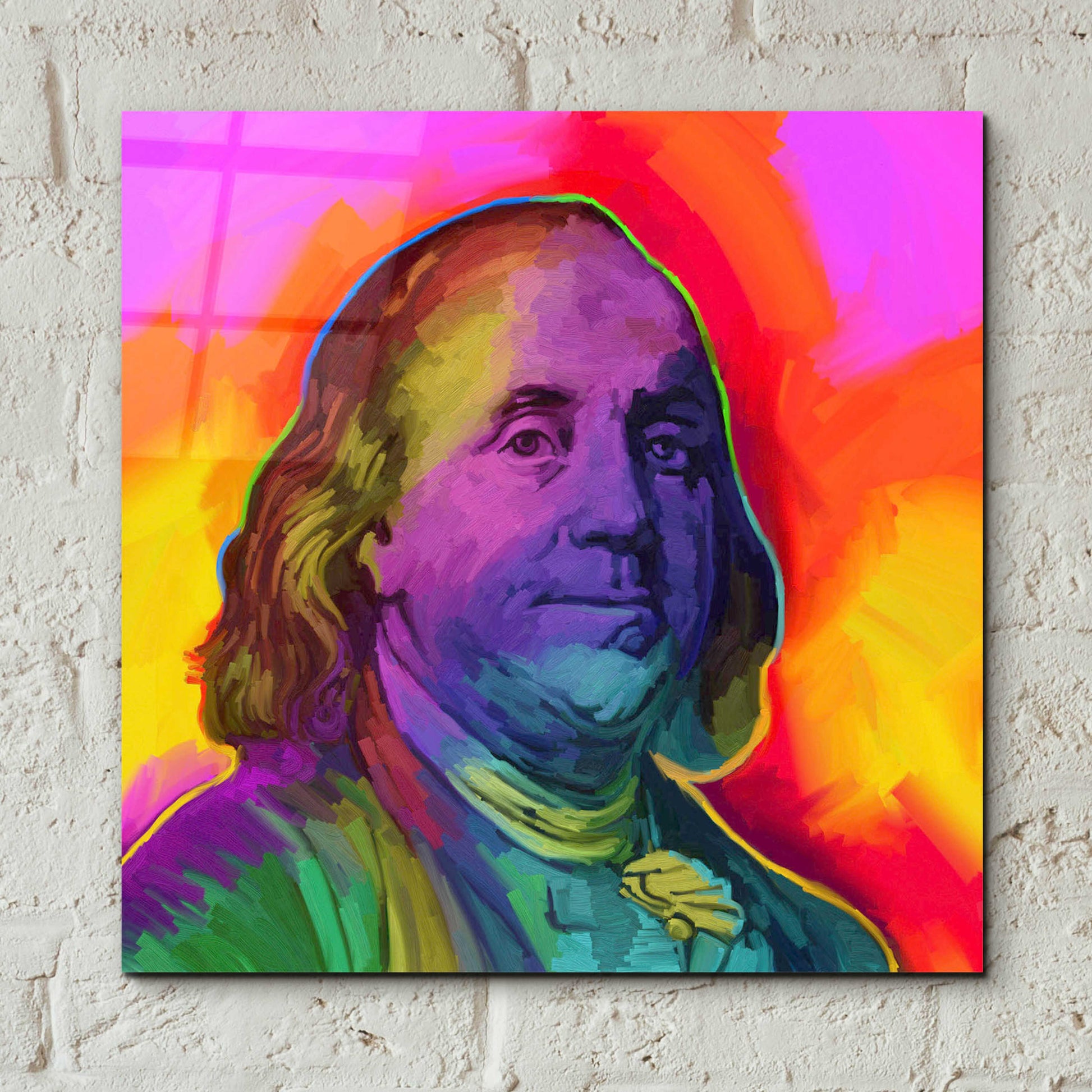 Epic Art 'Ben Franklin Pop Art' by Howie Green, Acrylic Glass Wall Art,12x12