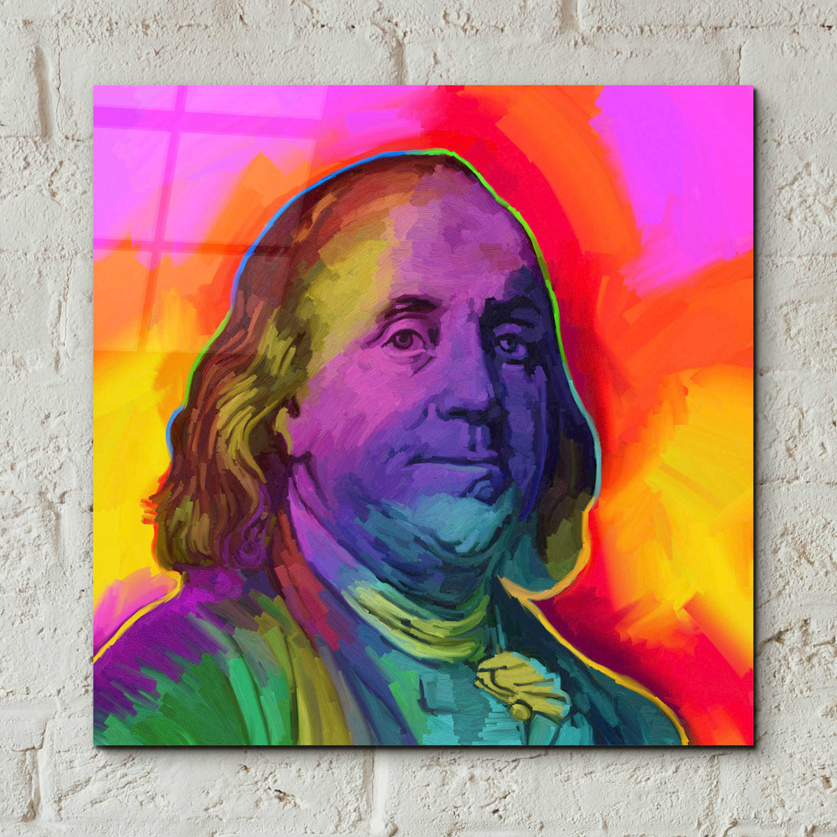 Epic Art 'Ben Franklin Pop Art' by Howie Green, Acrylic Glass Wall Art,12x12