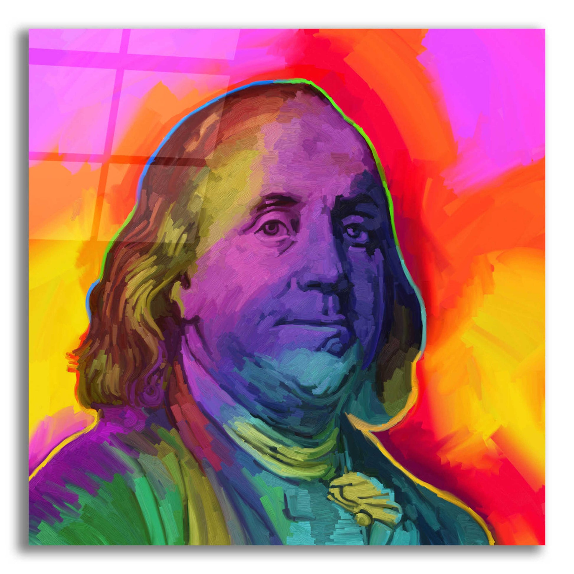 Epic Art 'Ben Franklin Pop Art' by Howie Green, Acrylic Glass Wall Art,12x12