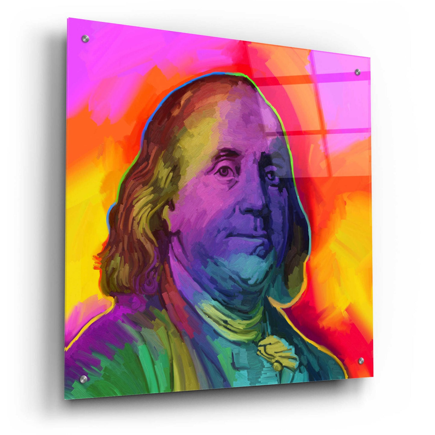 Epic Art 'Ben Franklin Pop Art' by Howie Green, Acrylic Glass Wall Art,24x24