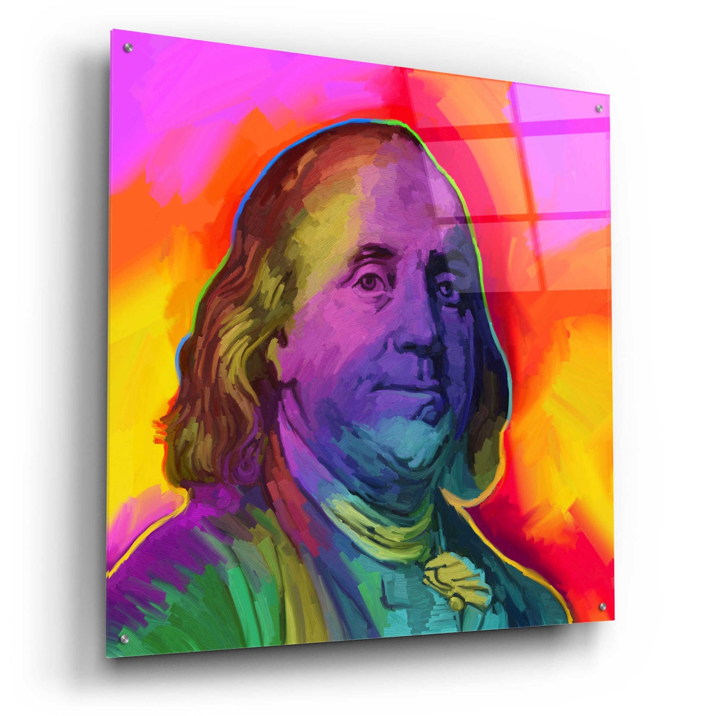 Epic Art 'Ben Franklin Pop Art' by Howie Green, Acrylic Glass Wall Art,36x36