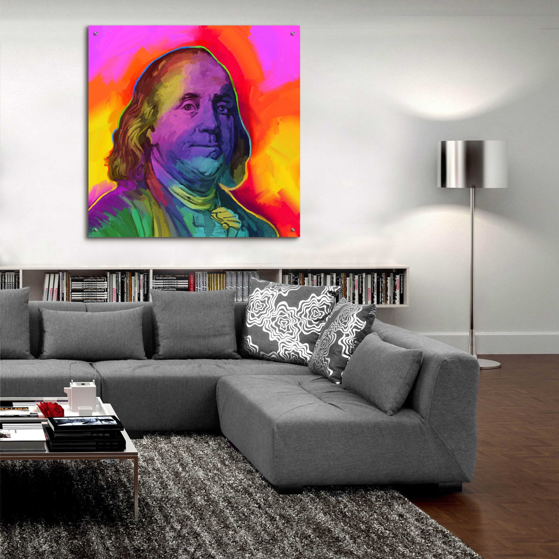 Epic Art 'Ben Franklin Pop Art' by Howie Green, Acrylic Glass Wall Art,36x36