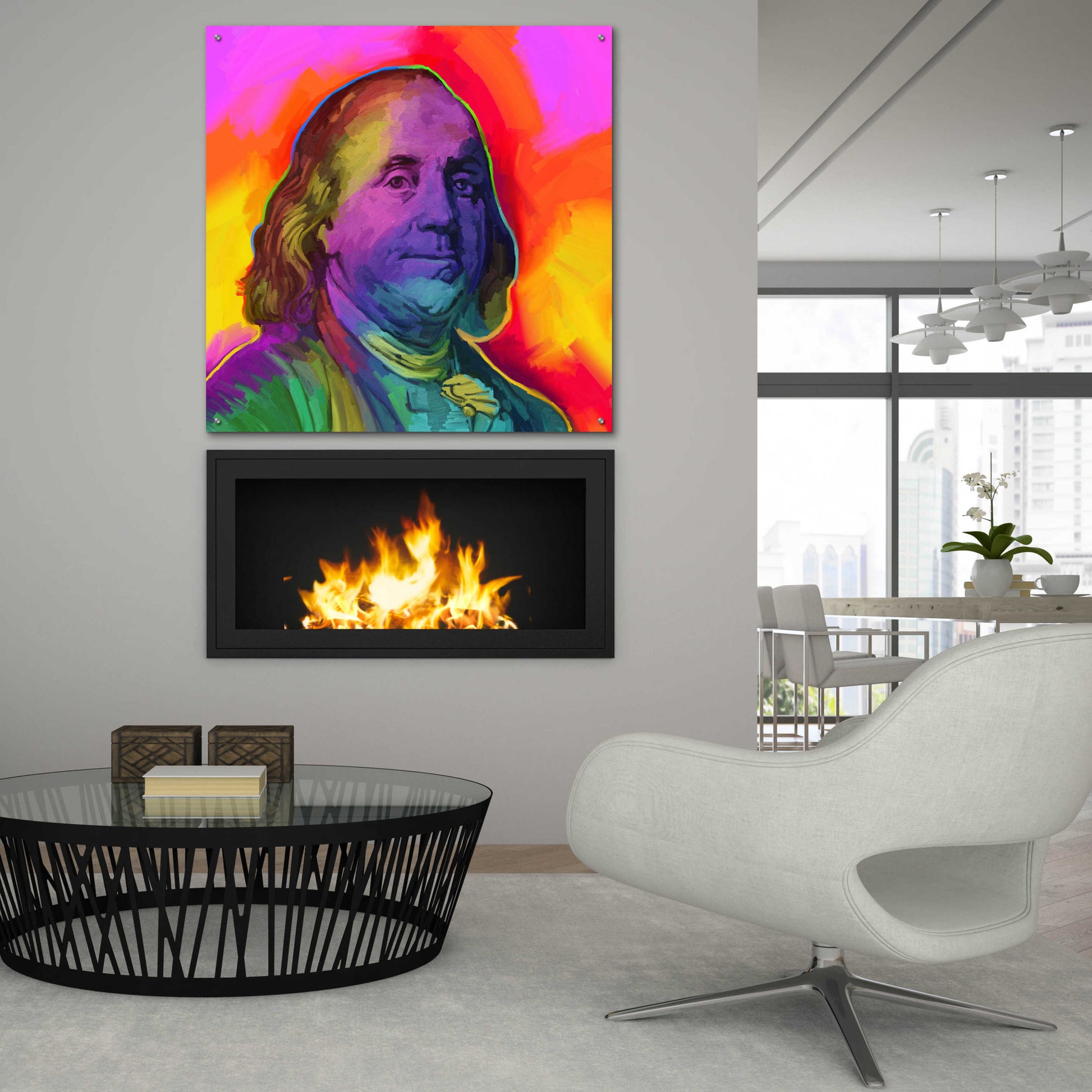 Epic Art 'Ben Franklin Pop Art' by Howie Green, Acrylic Glass Wall Art,36x36