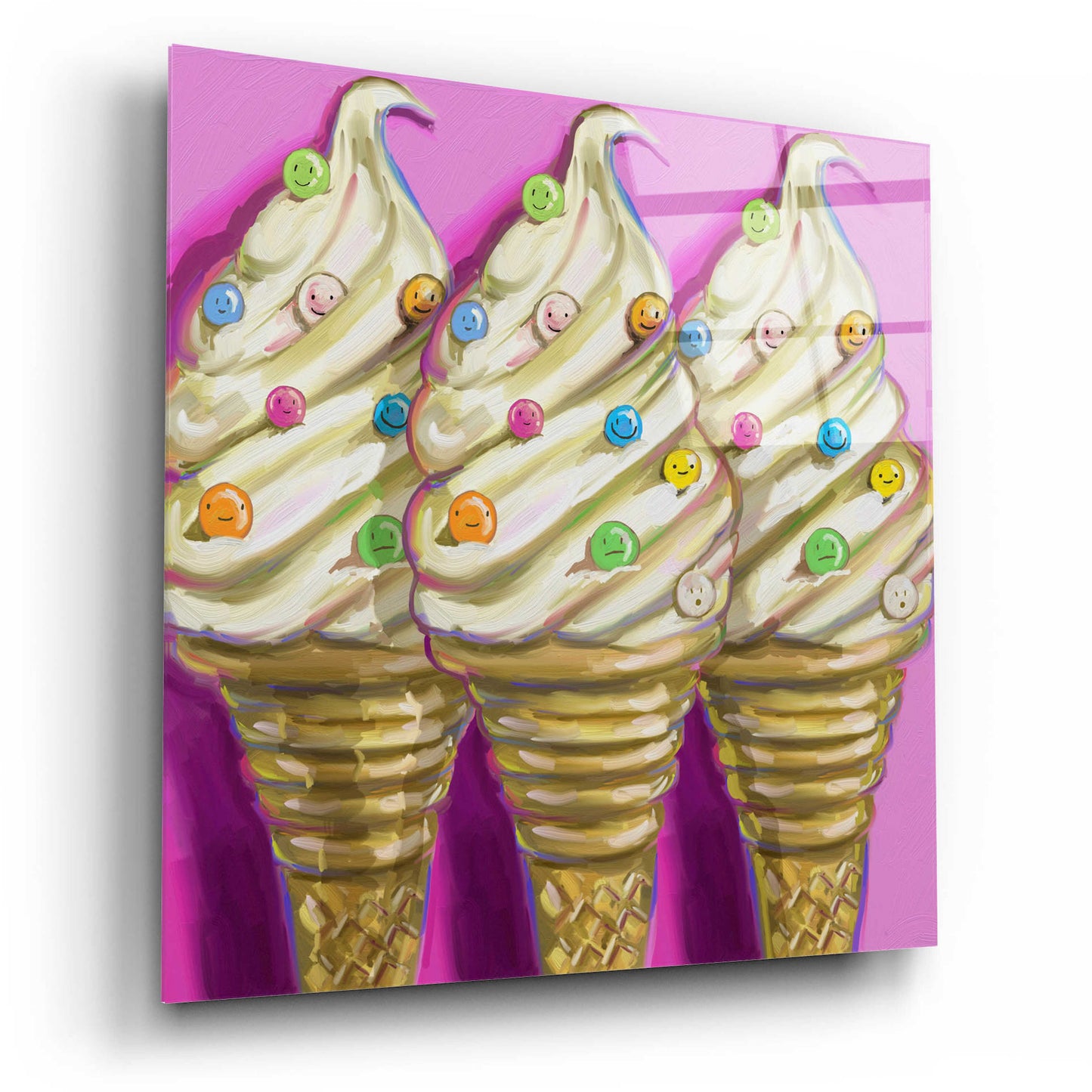 Epic Art 'Ice cream faces' by Howie Green, Acrylic Glass Wall Art,12x12