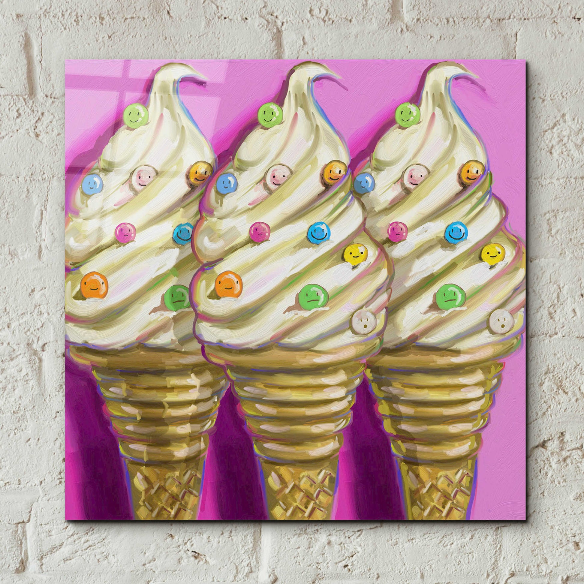 Epic Art 'Ice cream faces' by Howie Green, Acrylic Glass Wall Art,12x12