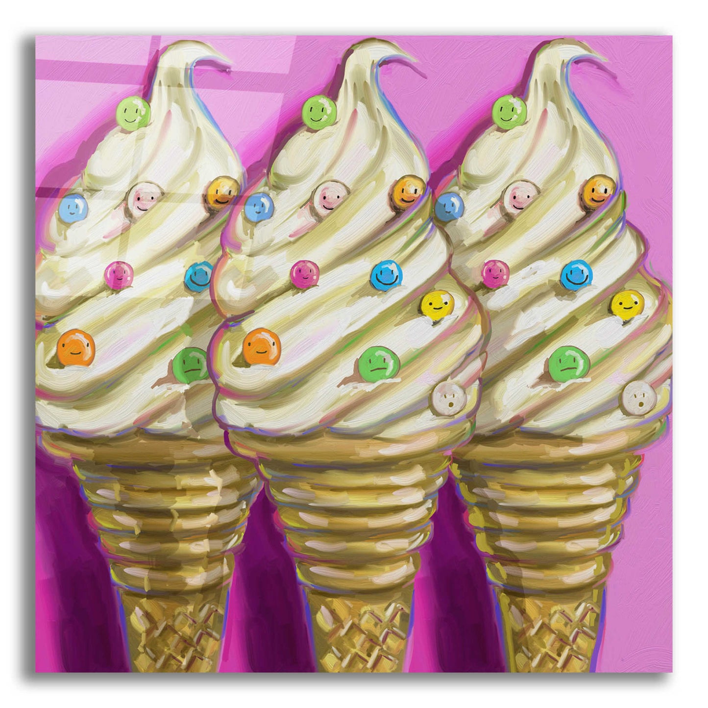 Epic Art 'Ice cream faces' by Howie Green, Acrylic Glass Wall Art,12x12