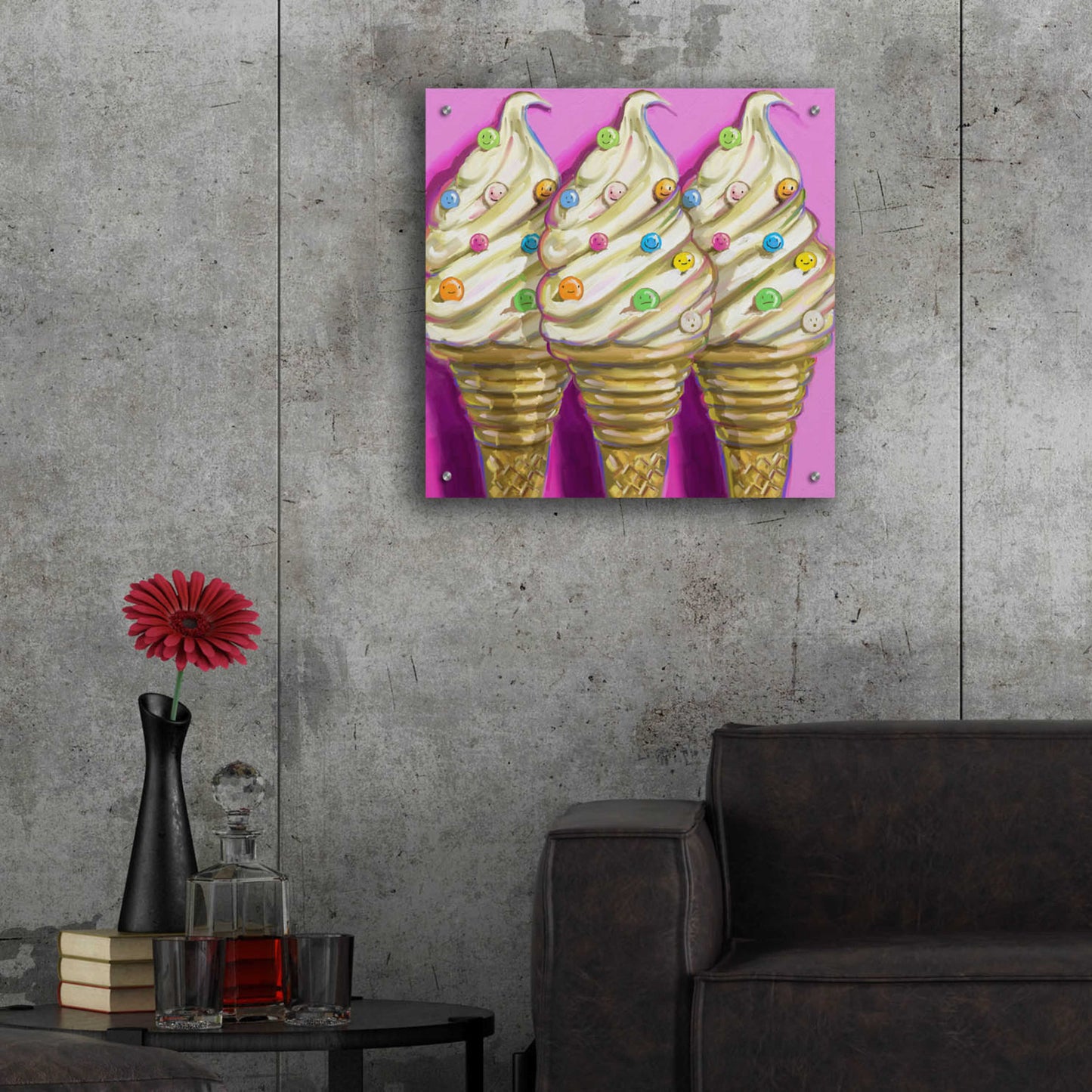 Epic Art 'Ice cream faces' by Howie Green, Acrylic Glass Wall Art,24x24